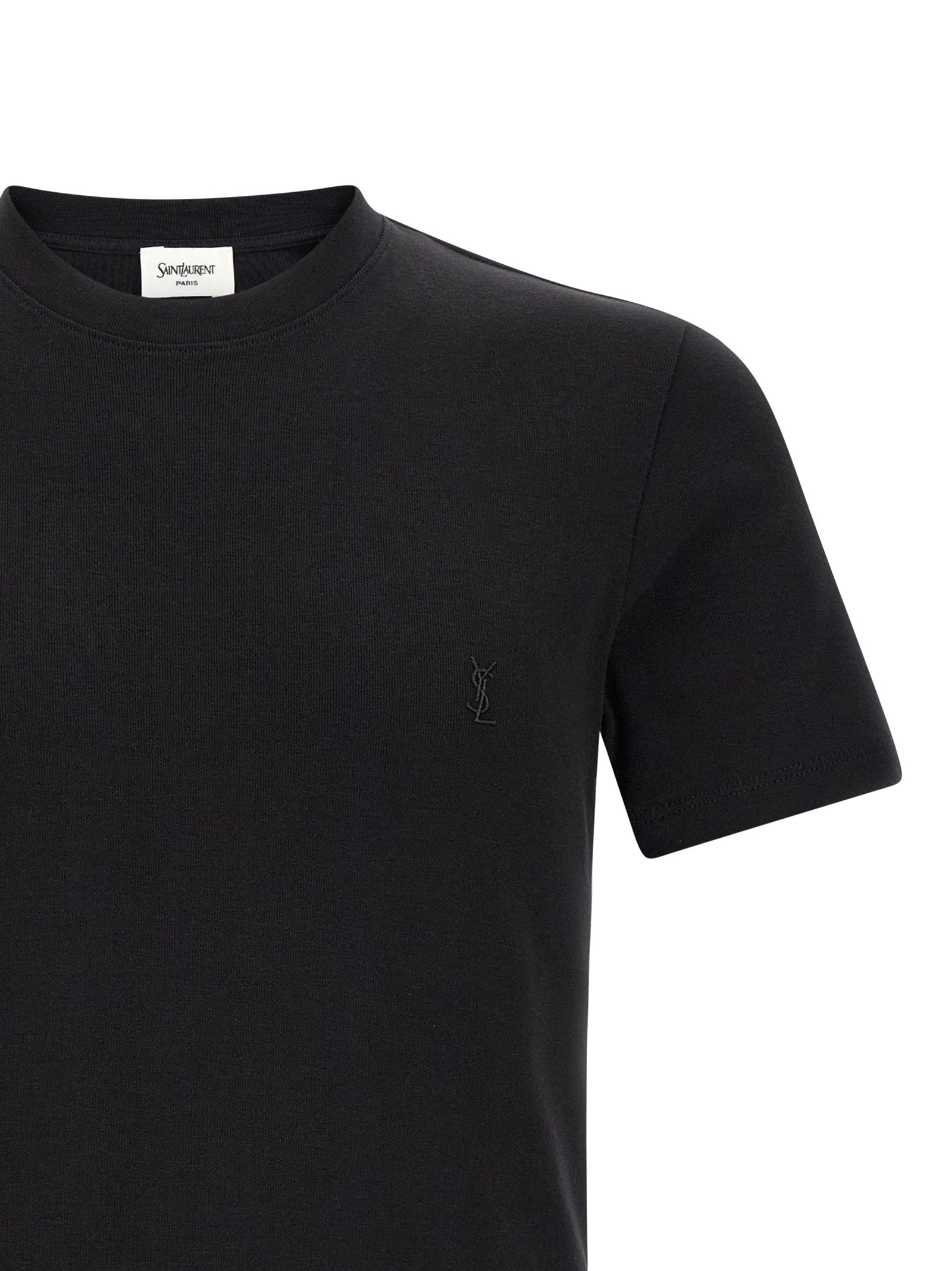 Experience the exquisite allure of the Saint Laurent Black Cotton T-Shirt, a masterclass in luxury and comfort, perfect for the discerning individual who values timeless elegance.