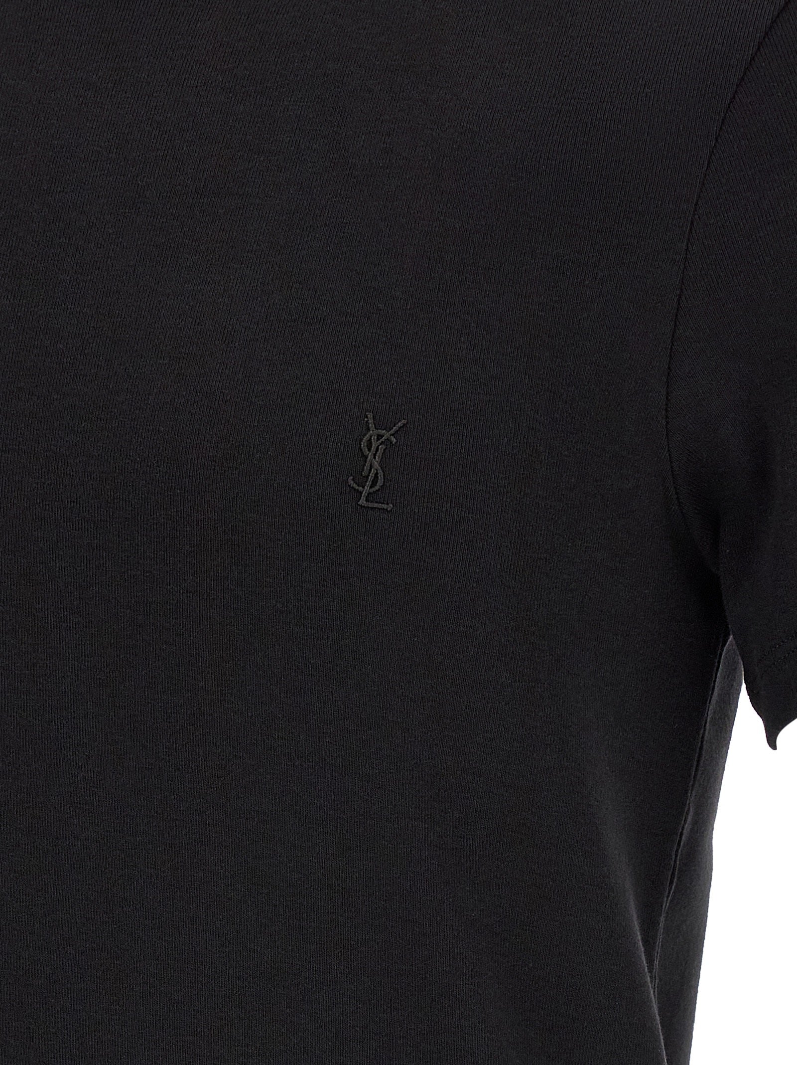 Experience the epitome of sophistication with the Saint Laurent Black Cotton T-Shirt, a luxurious blend of comfort and elegance, perfect for the discerning modern individual.