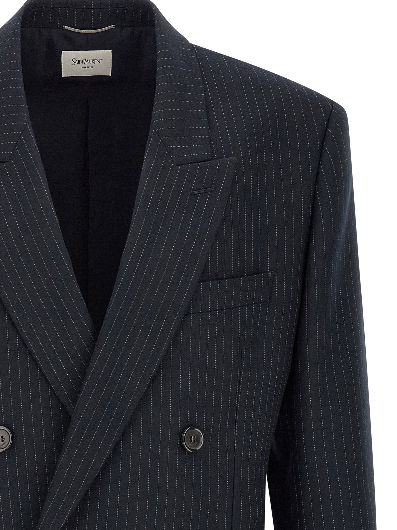 Experience timeless sophistication with the Saint Laurent Blue Wool Blazer, a masterful blend of luxury and elegance, crafted for those who command attention.