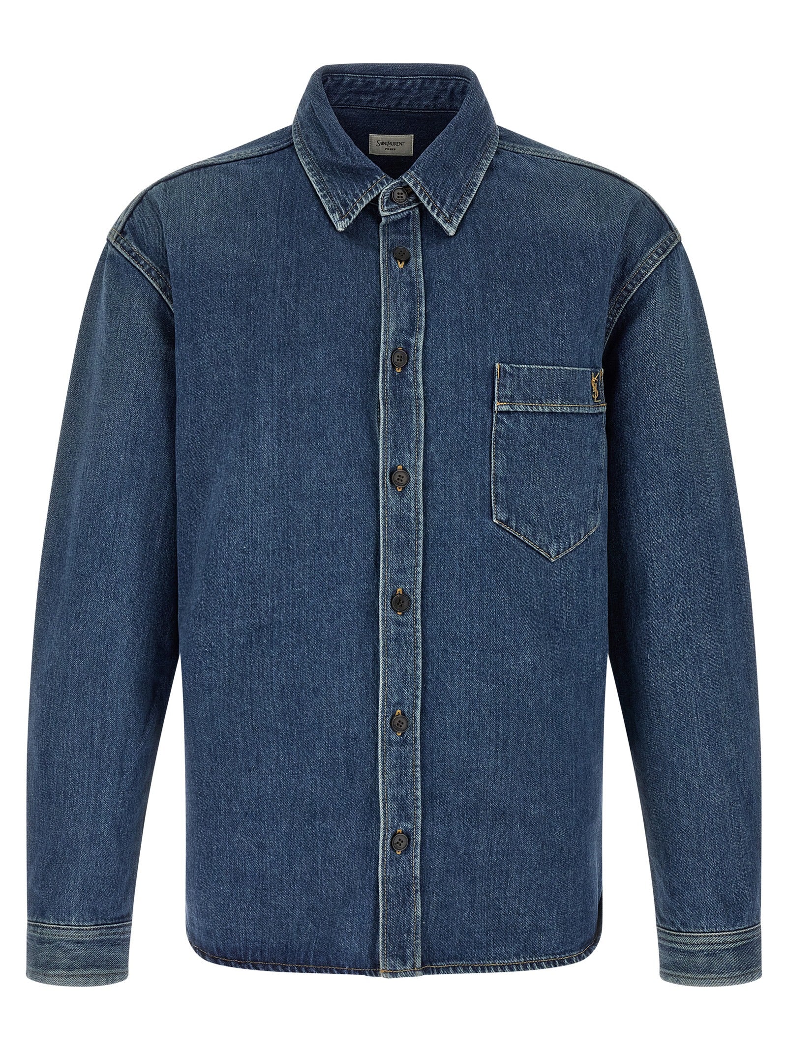 Discover the Saint Laurent Blue Cotton Blouse, where exquisite craftsmanship meets timeless elegance, perfect for the discerning individual seeking effortless sophistication.
