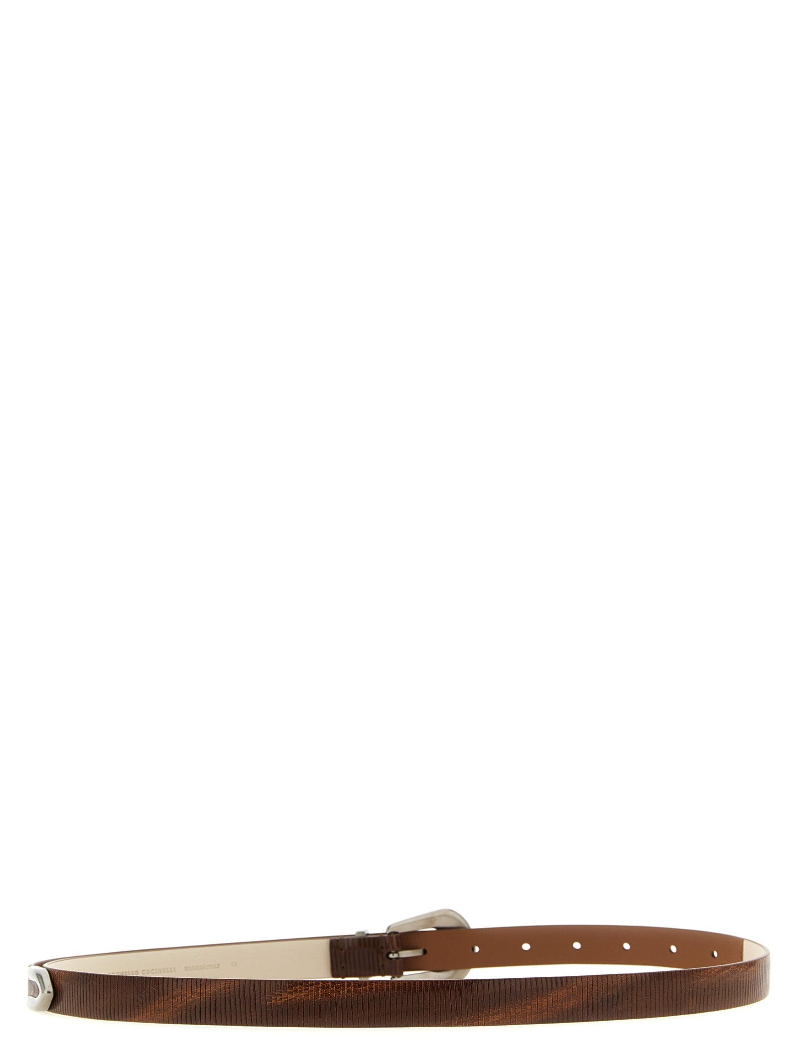 Discover the Brunello Cucinelli Brown Calfskin Thin Belt, a symbol of exquisite craftsmanship and timeless elegance, elevating your style with luxurious sophistication.
