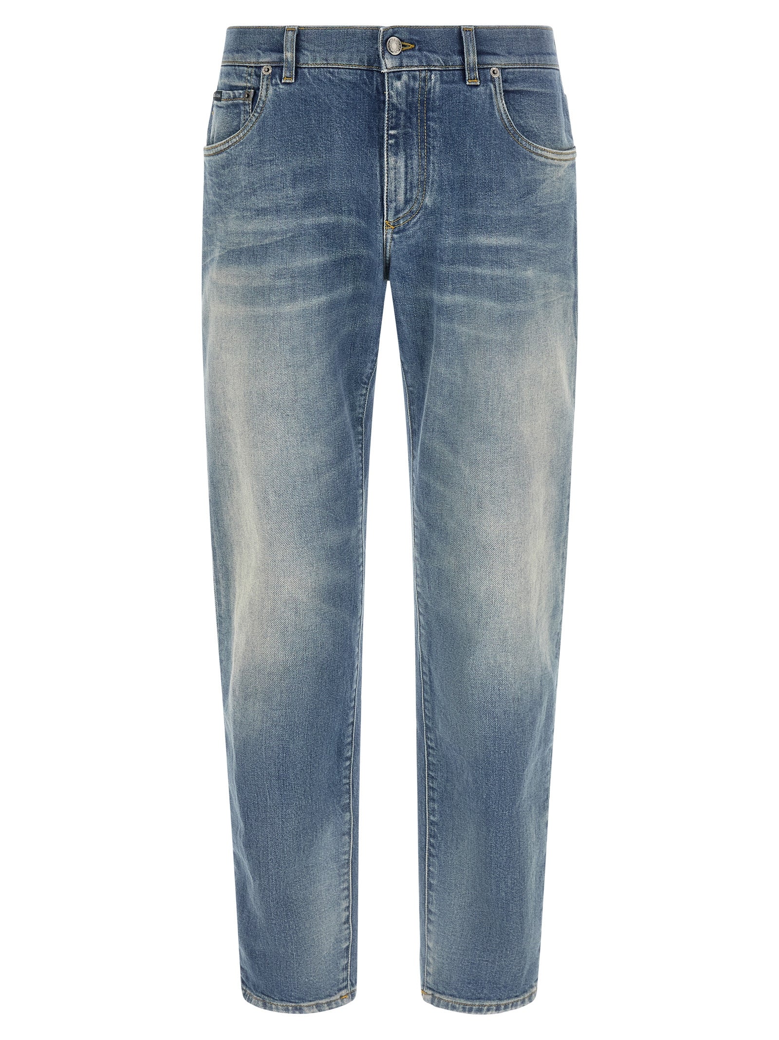 Indulge in the exquisite Dolce & Gabbana Blue Cotton Straight-Leg Jeans, a masterpiece of Italian craftsmanship that elevates your casual elegance with luxurious comfort and timeless style.