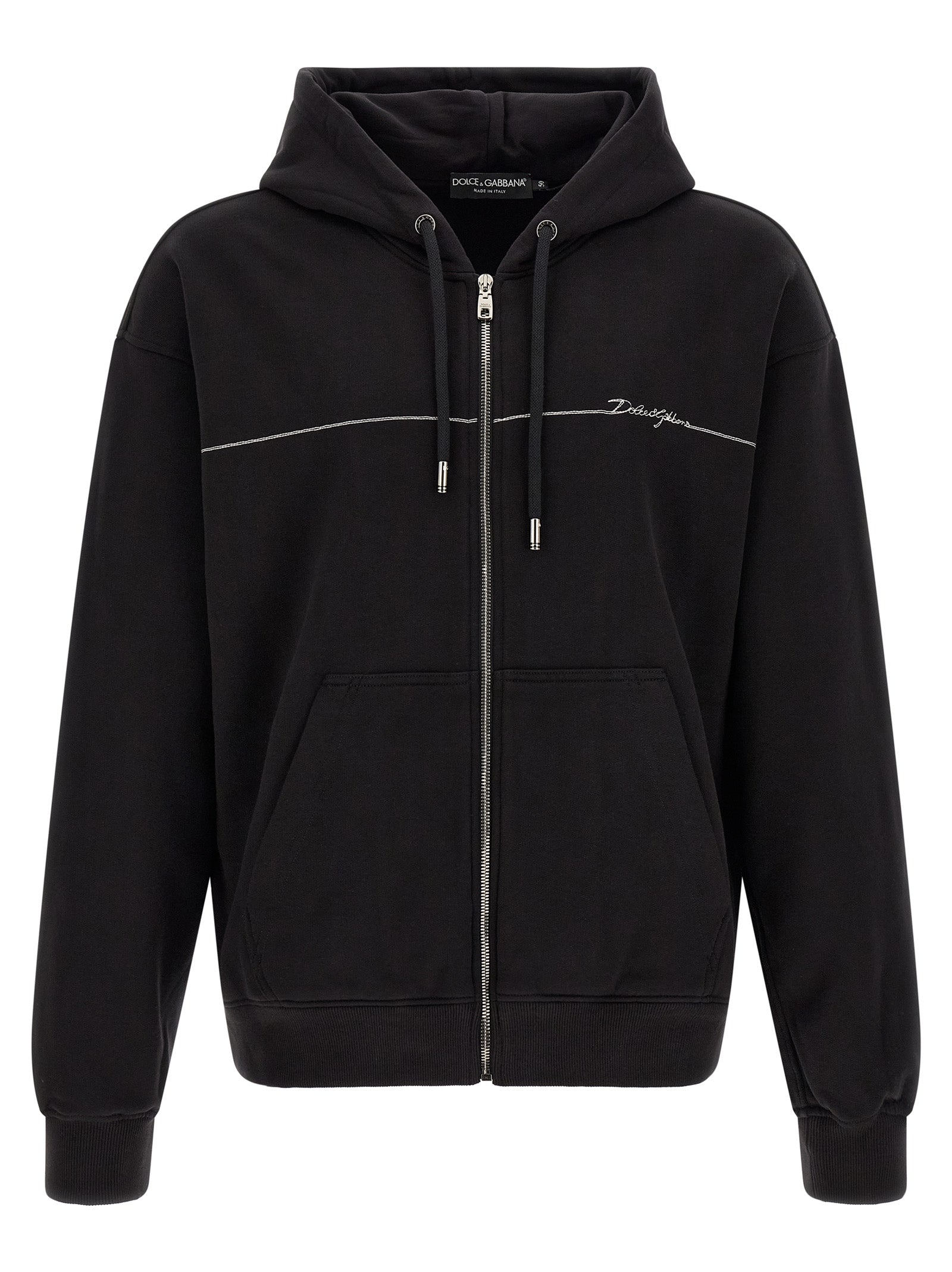Indulge in the elegance of the Dolce & Gabbana Black Cotton Sweatshirt, where luxurious craftsmanship meets timeless style, perfect for the discerning wardrobe.