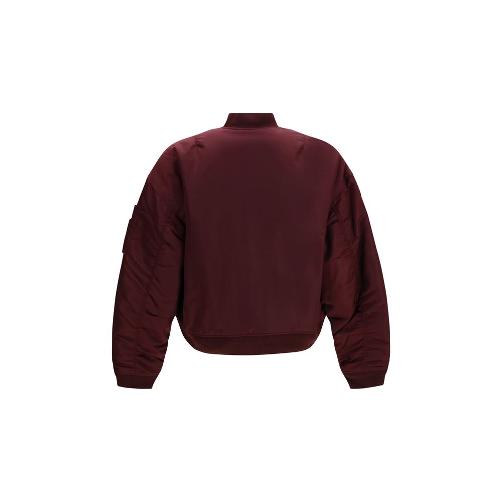 Elevate your style with the Dsquared² Bordeaux Nylon Bomber, a luxurious blend of shiny nylon satin and contemporary design, perfect for the discerning individual.