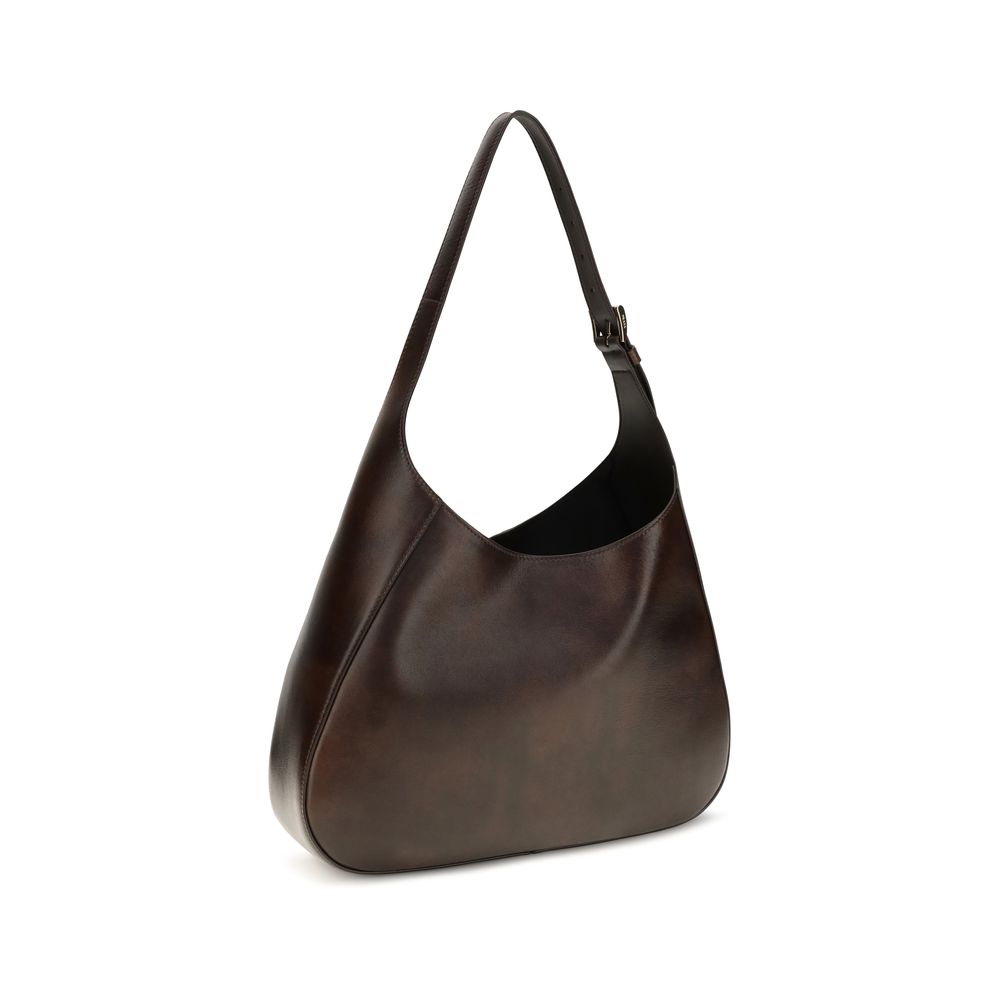 Prada Brown Calf Leather Bos Taurus Shoulder Bag - Timeless Elegance