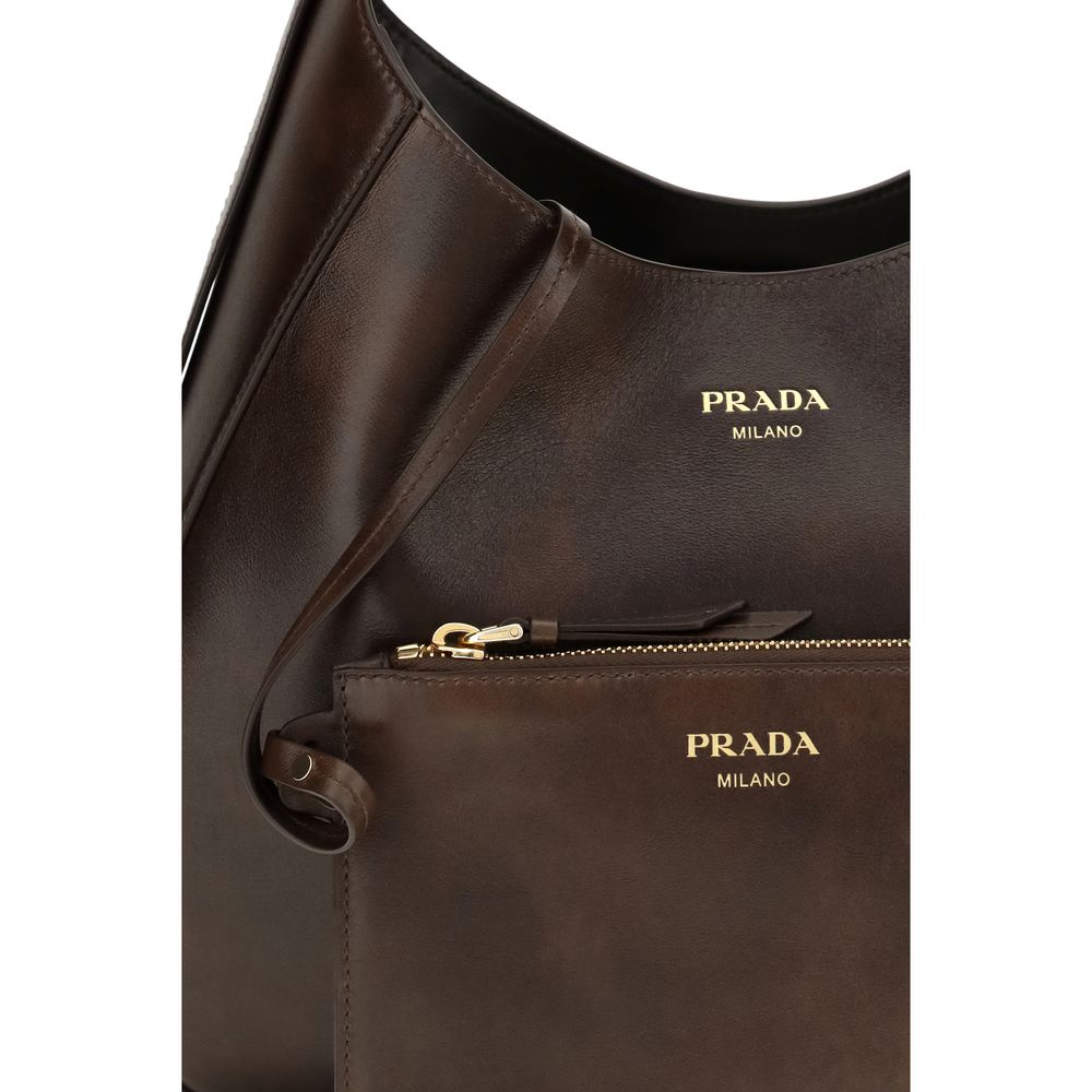 Prada Brown Calf Leather Shoulder Bag - Timeless Luxury Accessory
