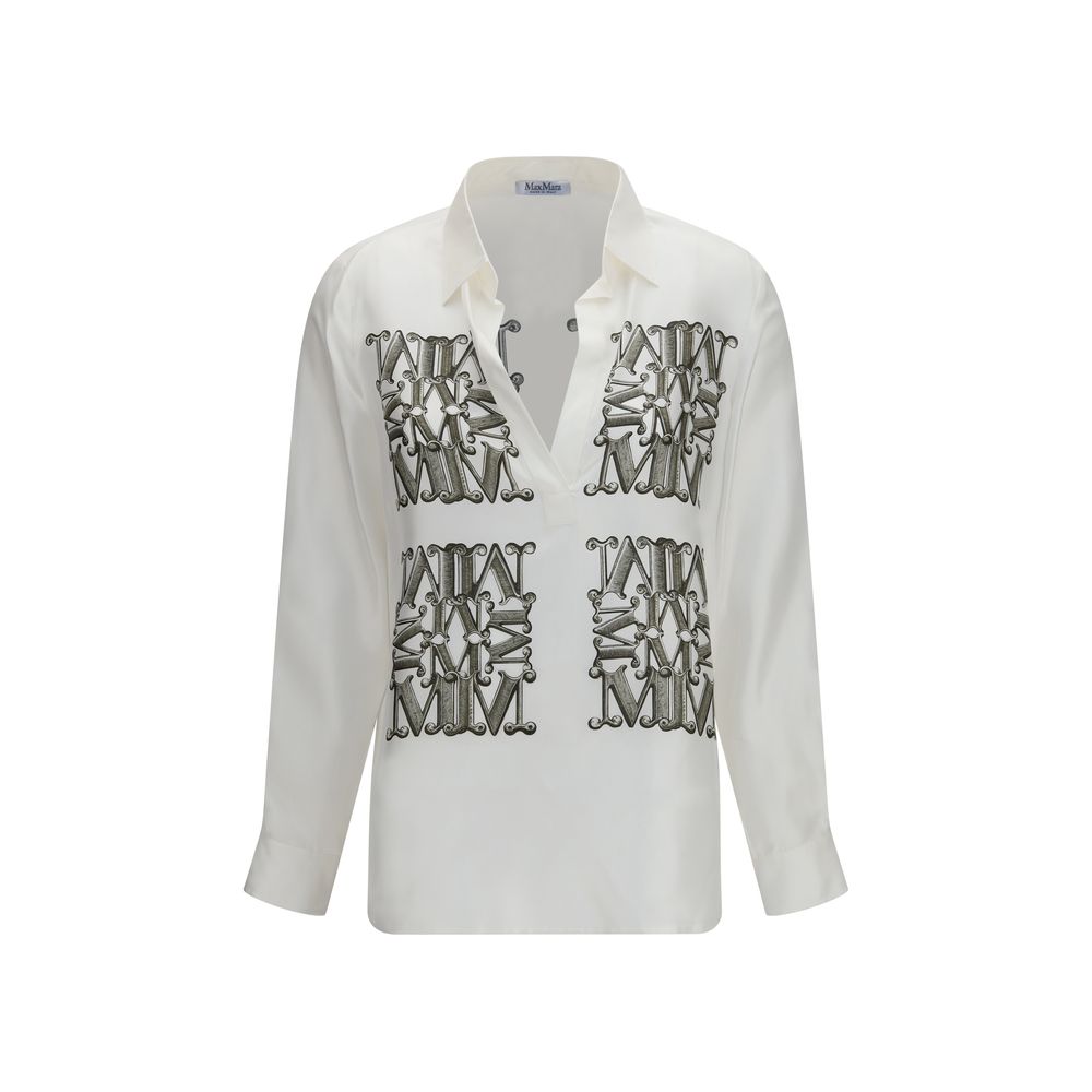 Max Mara White Silk Dress Shirt - Timeless Elegance Redefined