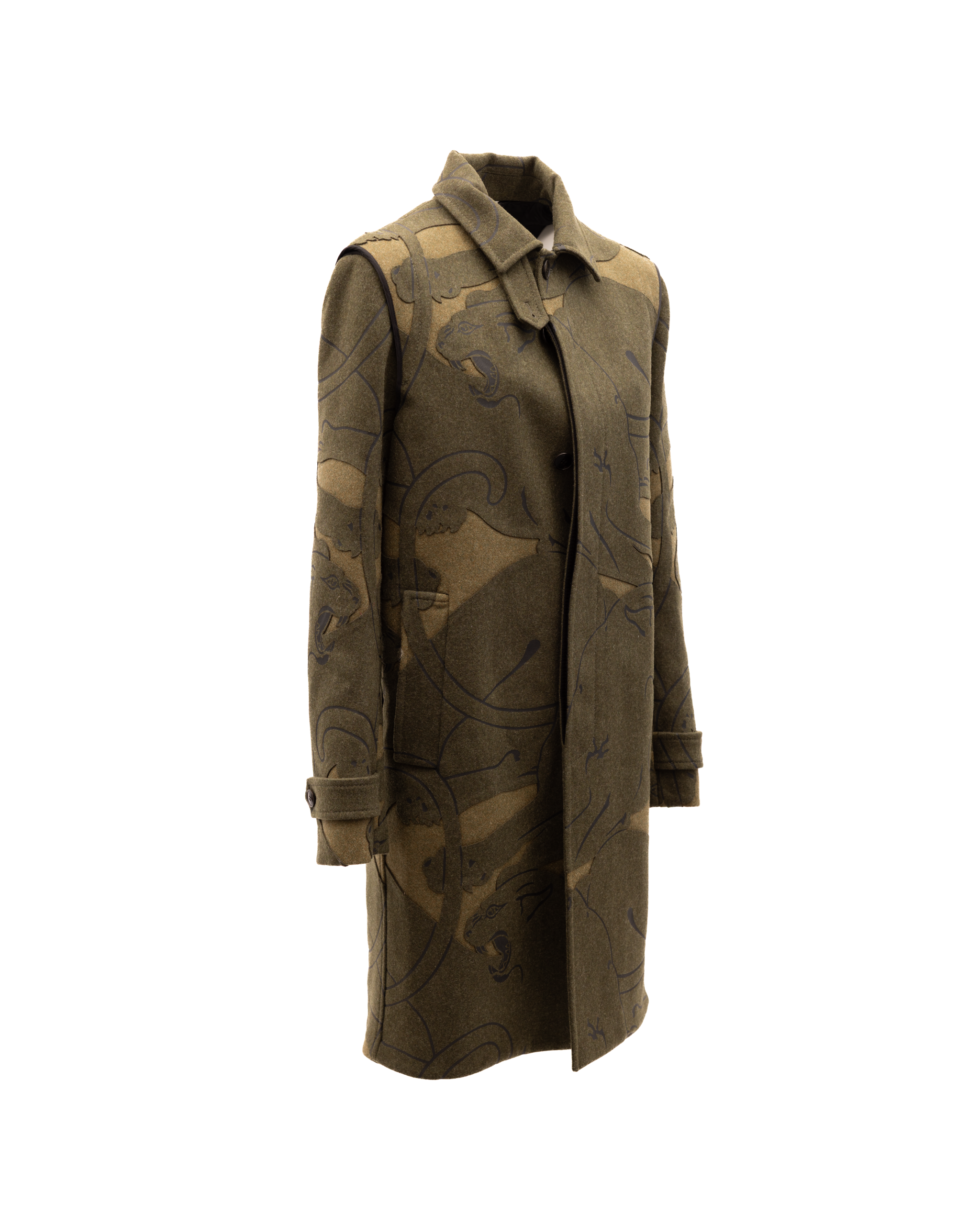 Valentino Garavani Green With Dark Patterns Women Wool Coat