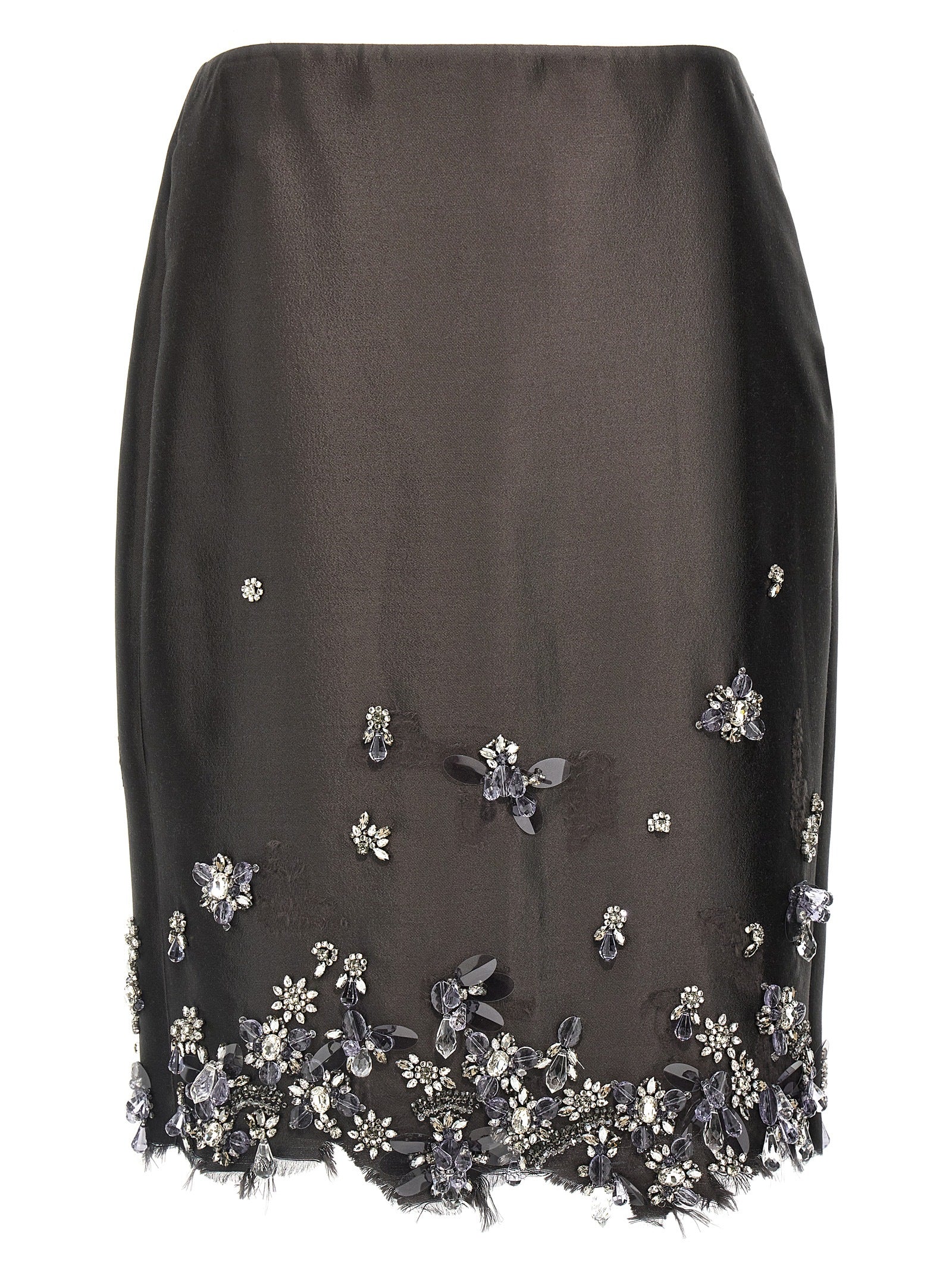 Prada Gray Silk Midi Skirt