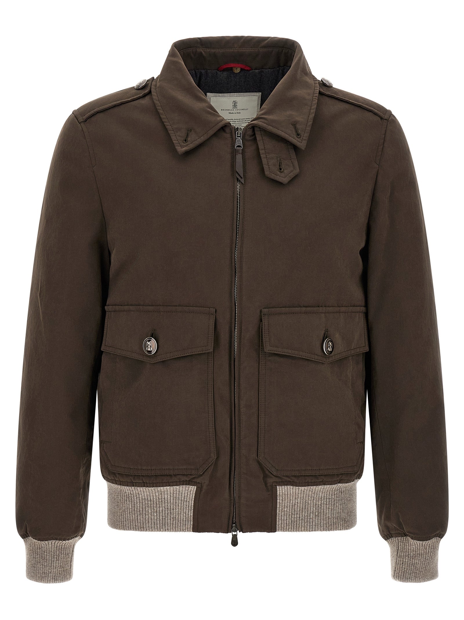 Brunello Cucinelli Brown Cotton Bomber Jacket - Timeless Elegance