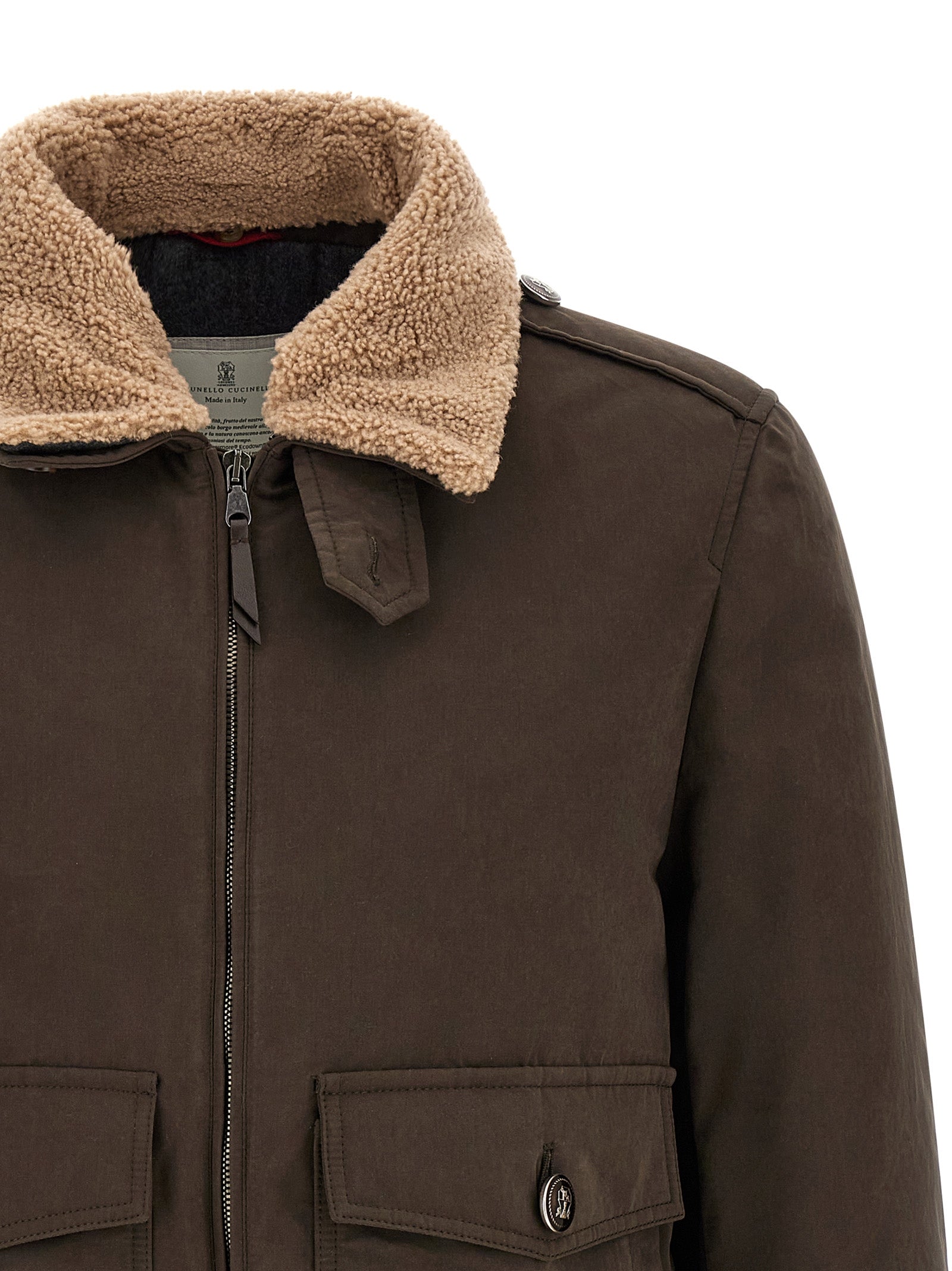 Brunello Cucinelli Brown Cotton Bomber Jacket - Timeless Luxury