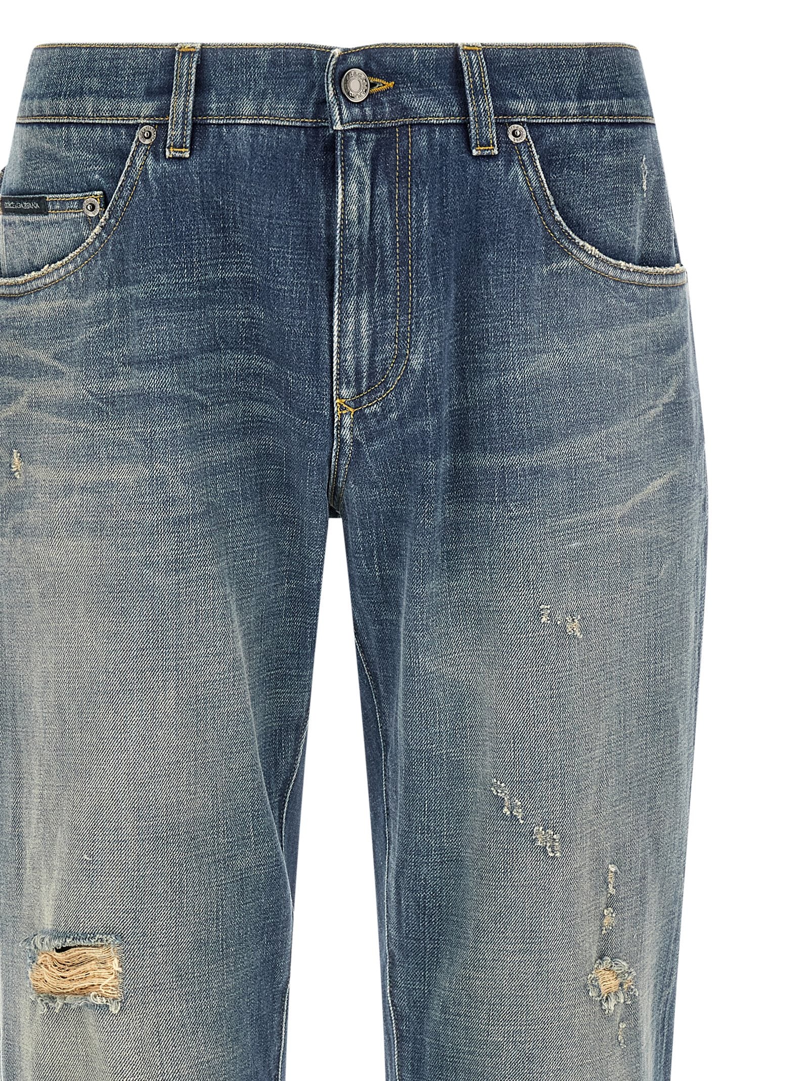 Dolce & Gabbana Blue Cotton Relaxed Fit Jeans - Timeless Luxury