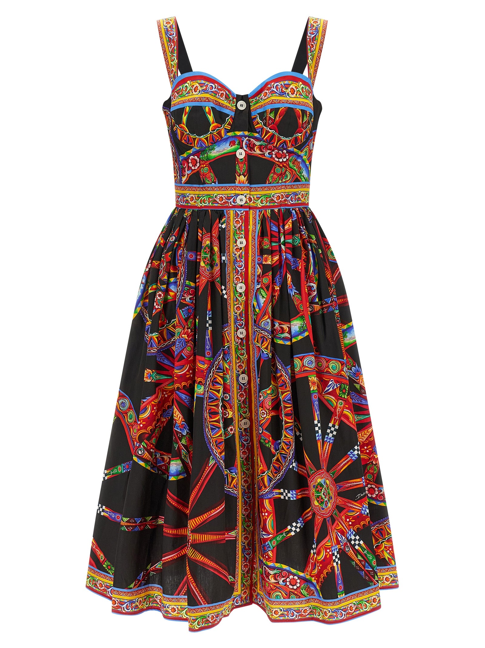 Dolce & Gabbana Multicolor Cotton Midi Dress - Timeless Elegance