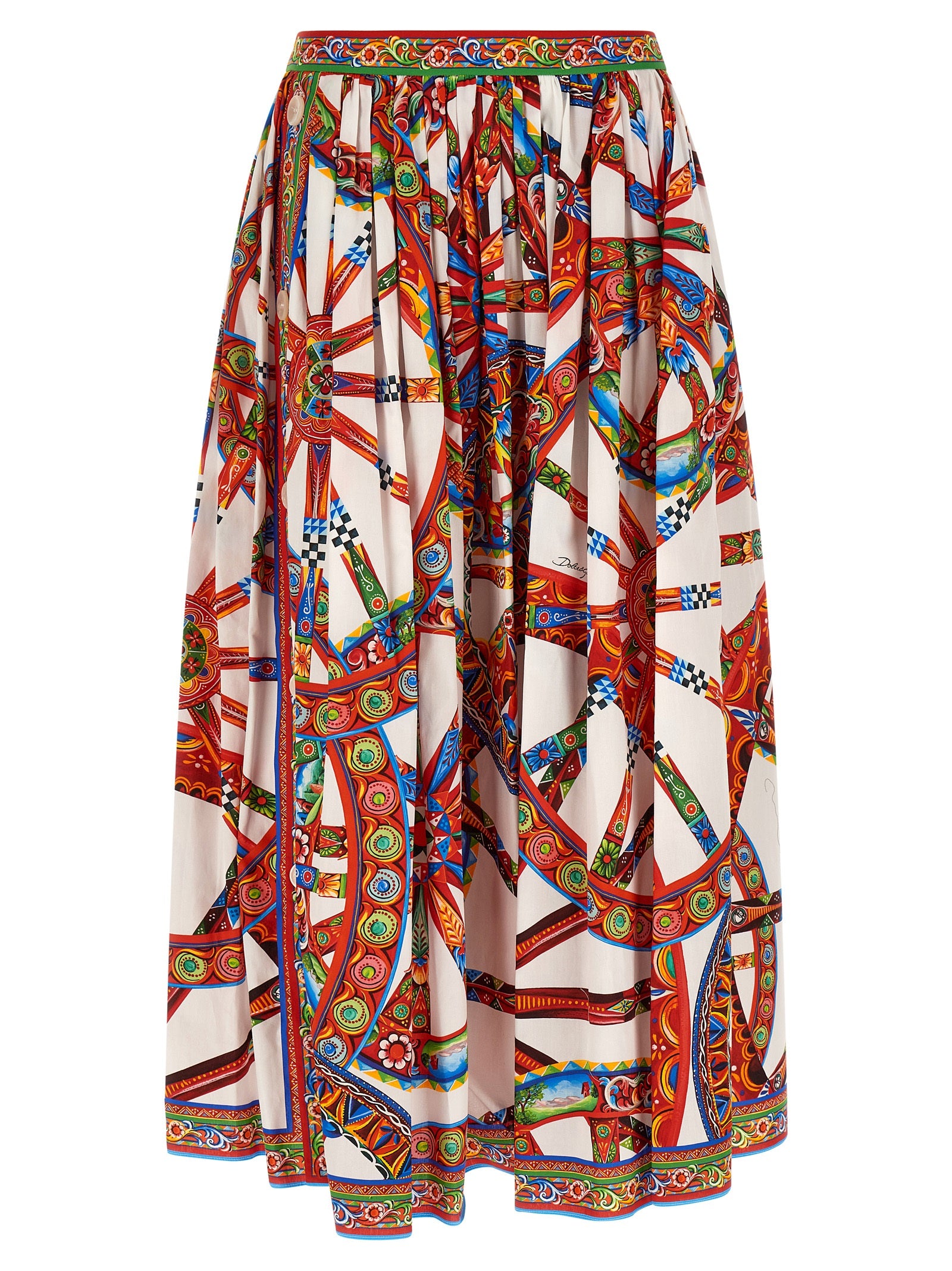 Dolce & Gabbana Multicolor Cotton Midi Skirt - Timeless Elegance