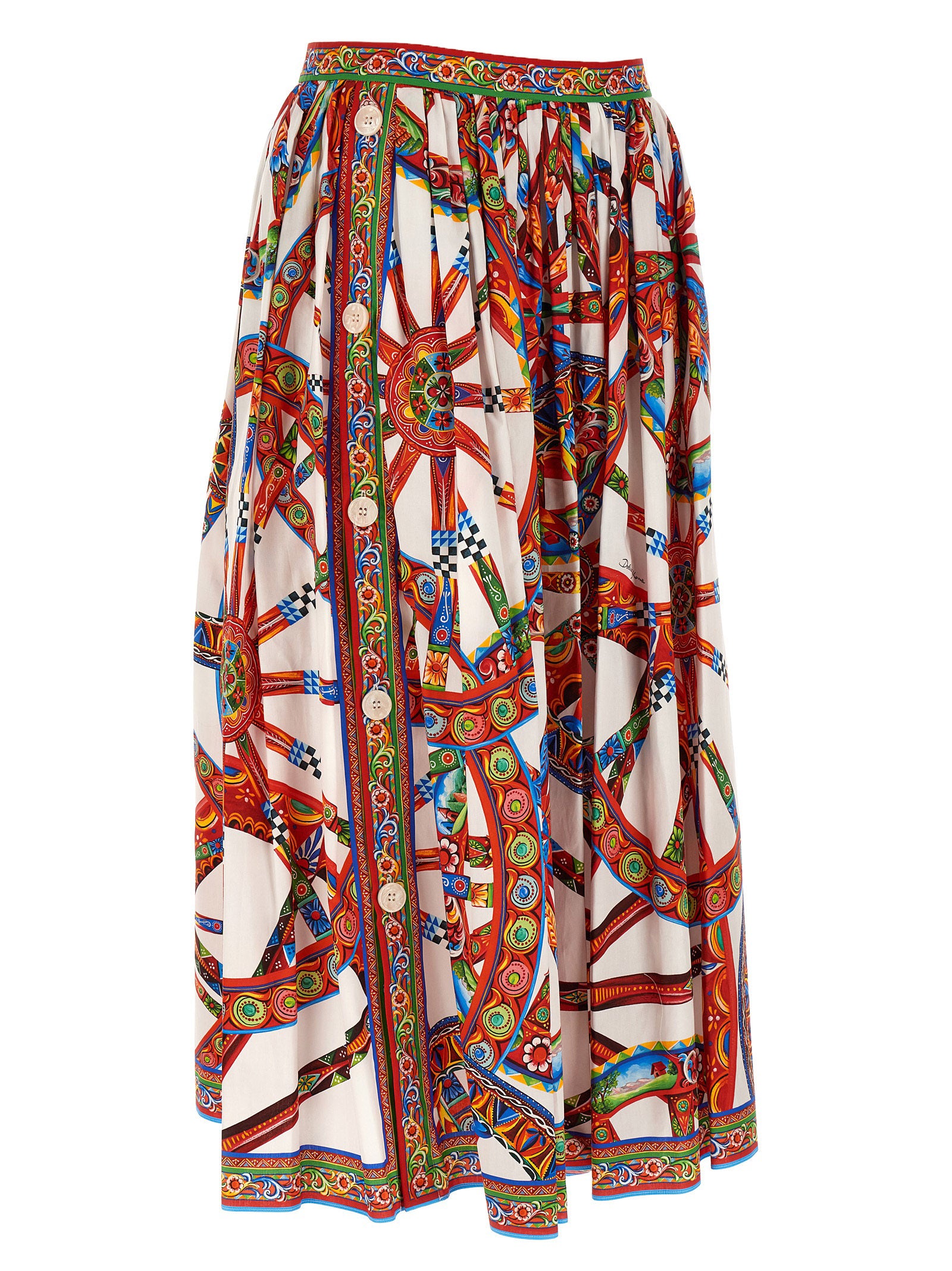 Dolce & Gabbana Multicolor Cotton Midi Skirt - Timeless Elegance