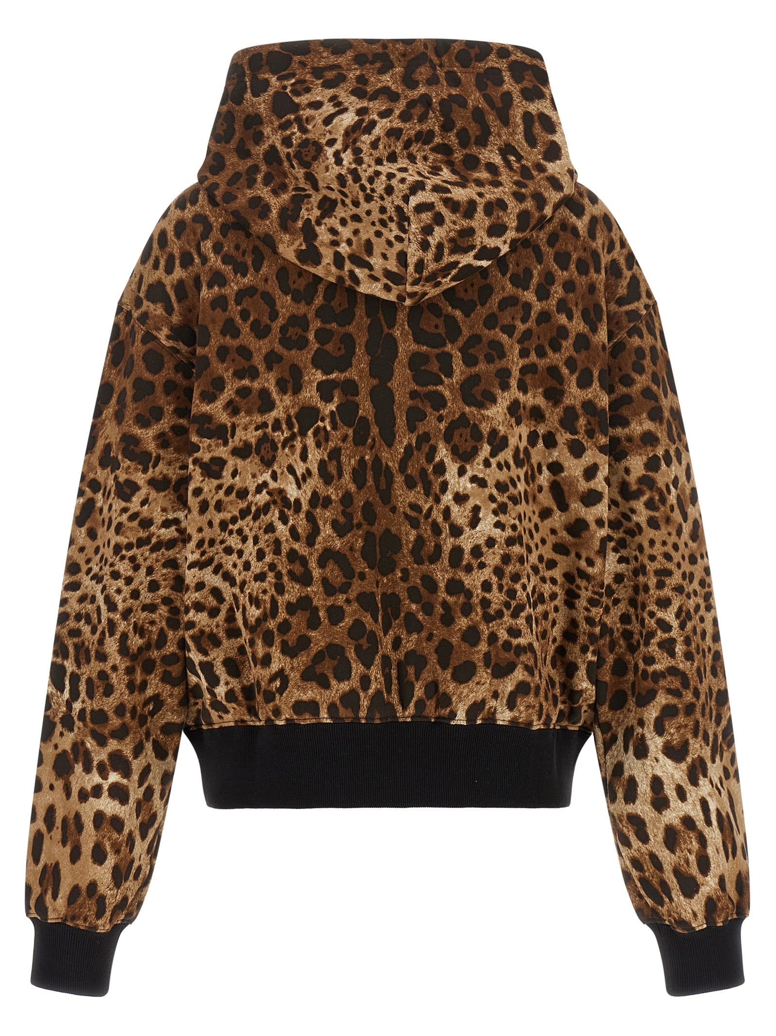 Dolce & Gabbana Brown Cotton Hoodie - Luxe Animal Print Elegance