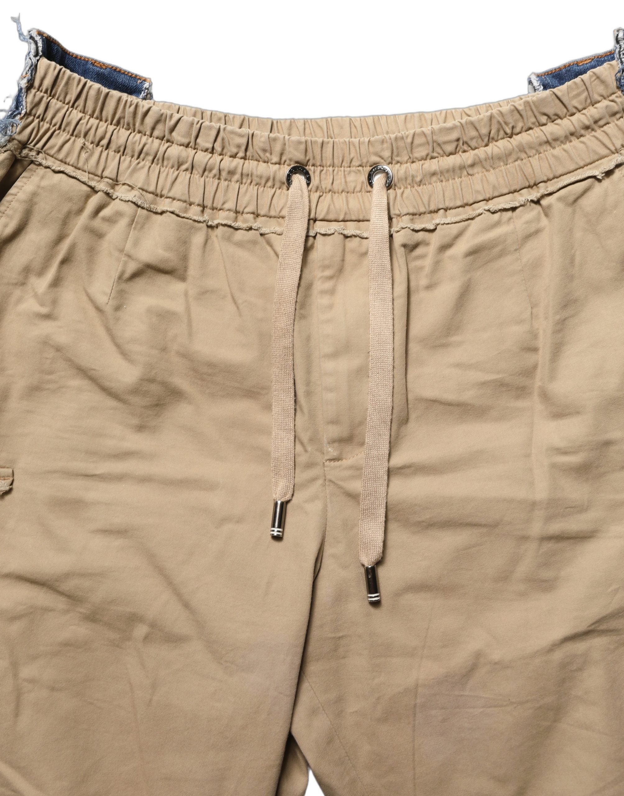Dolce & Gabbana Beige Cotton Cargo Drawstring Trouser Pants