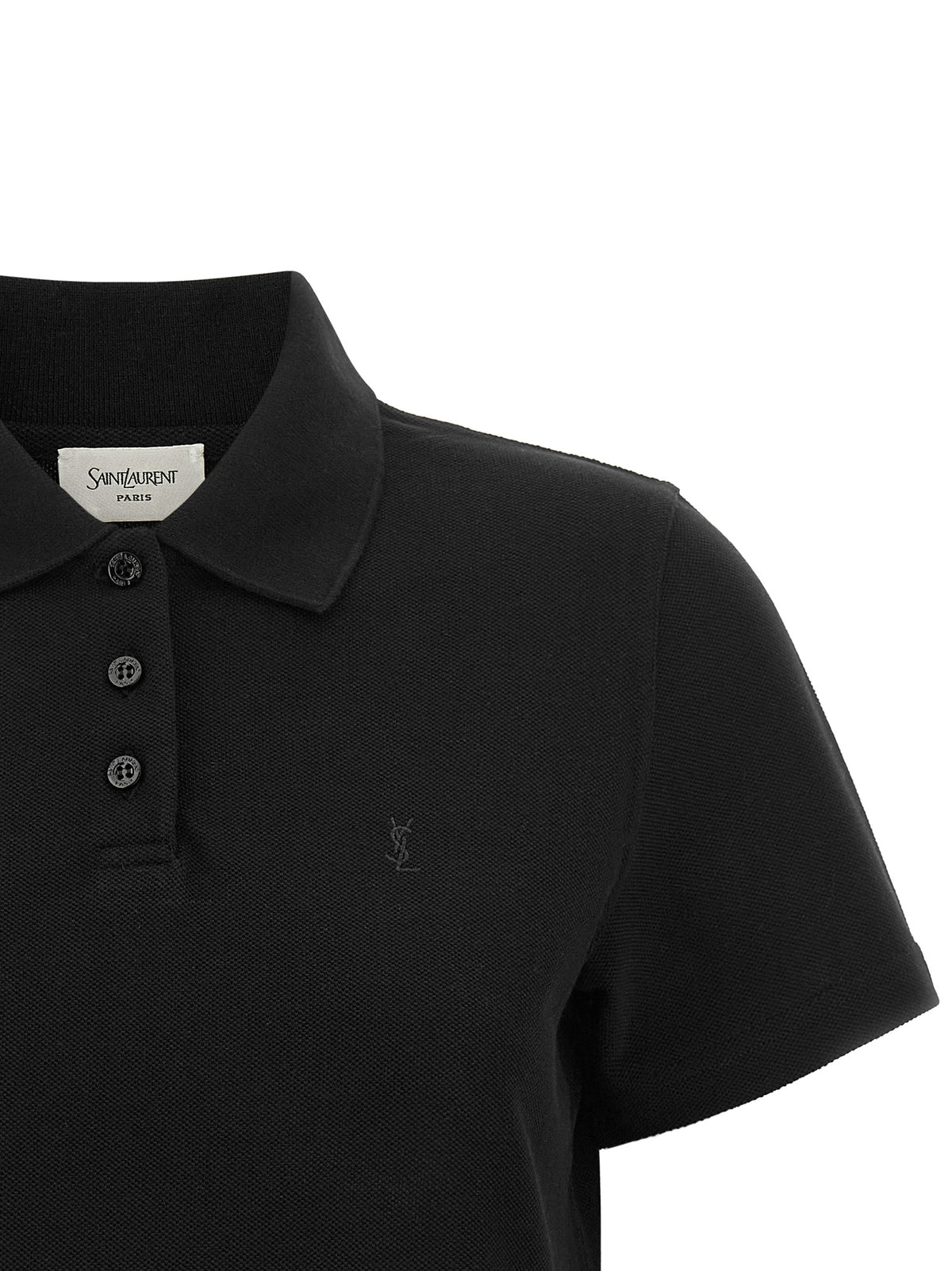 Indulge in the sophistication of the Saint Laurent Black Cotton Polo Shirt, a masterful blend of luxury and timeless elegance, crafted for discerning tastes.