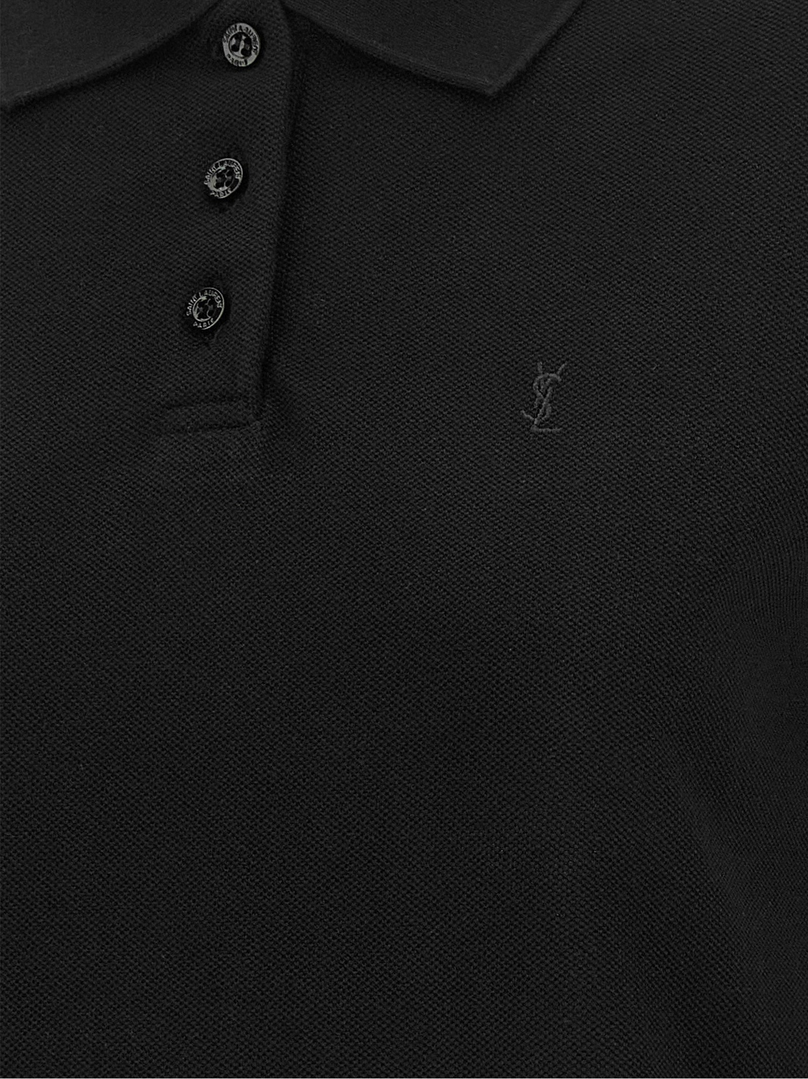 Discover the SAINT LAURENT Black Cotton Polo Shirt, a masterful blend of exquisite craftsmanship and timeless elegance, perfect for those who embody luxury and sophistication.