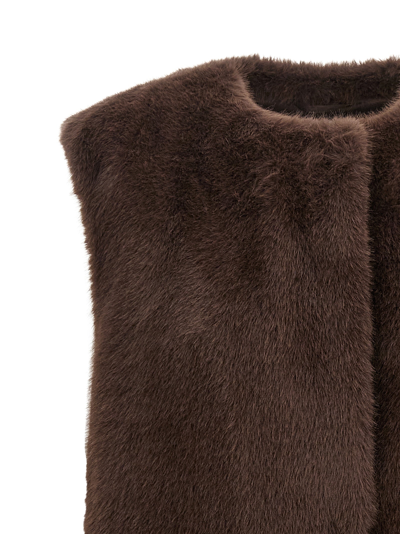 Herno Brown Sleeveless Jacket - Luxurious Eco-Fur Elegance