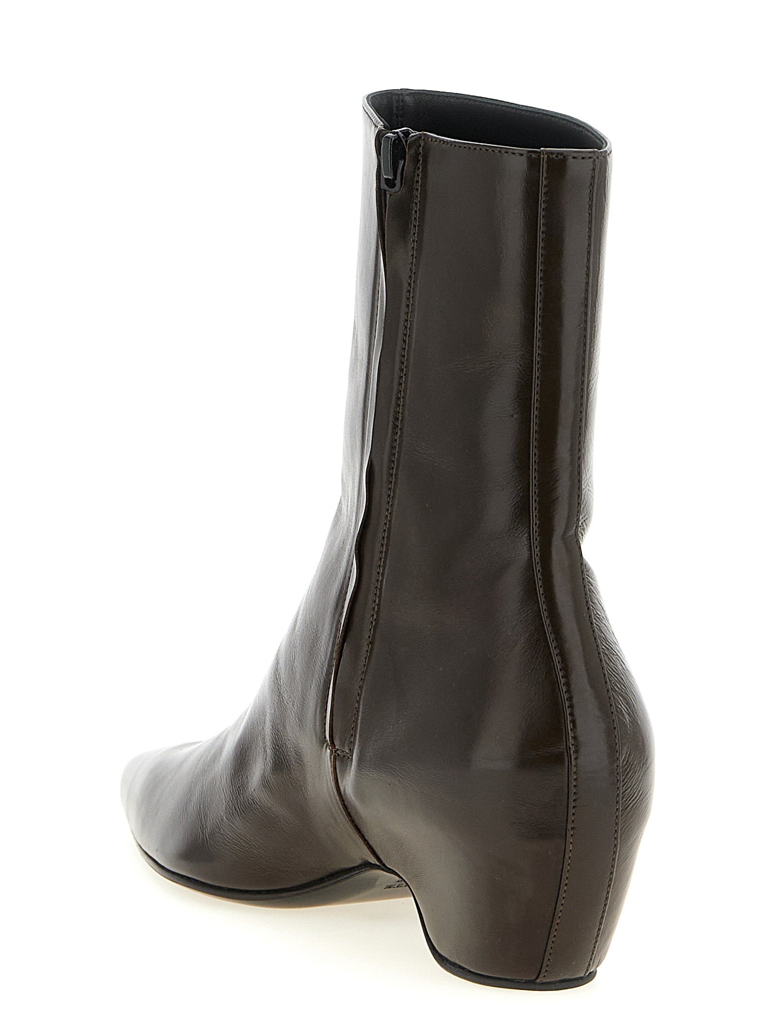 Khaite Sybil Brown Calfskin Ankle Boots - Timeless Luxury Elegance