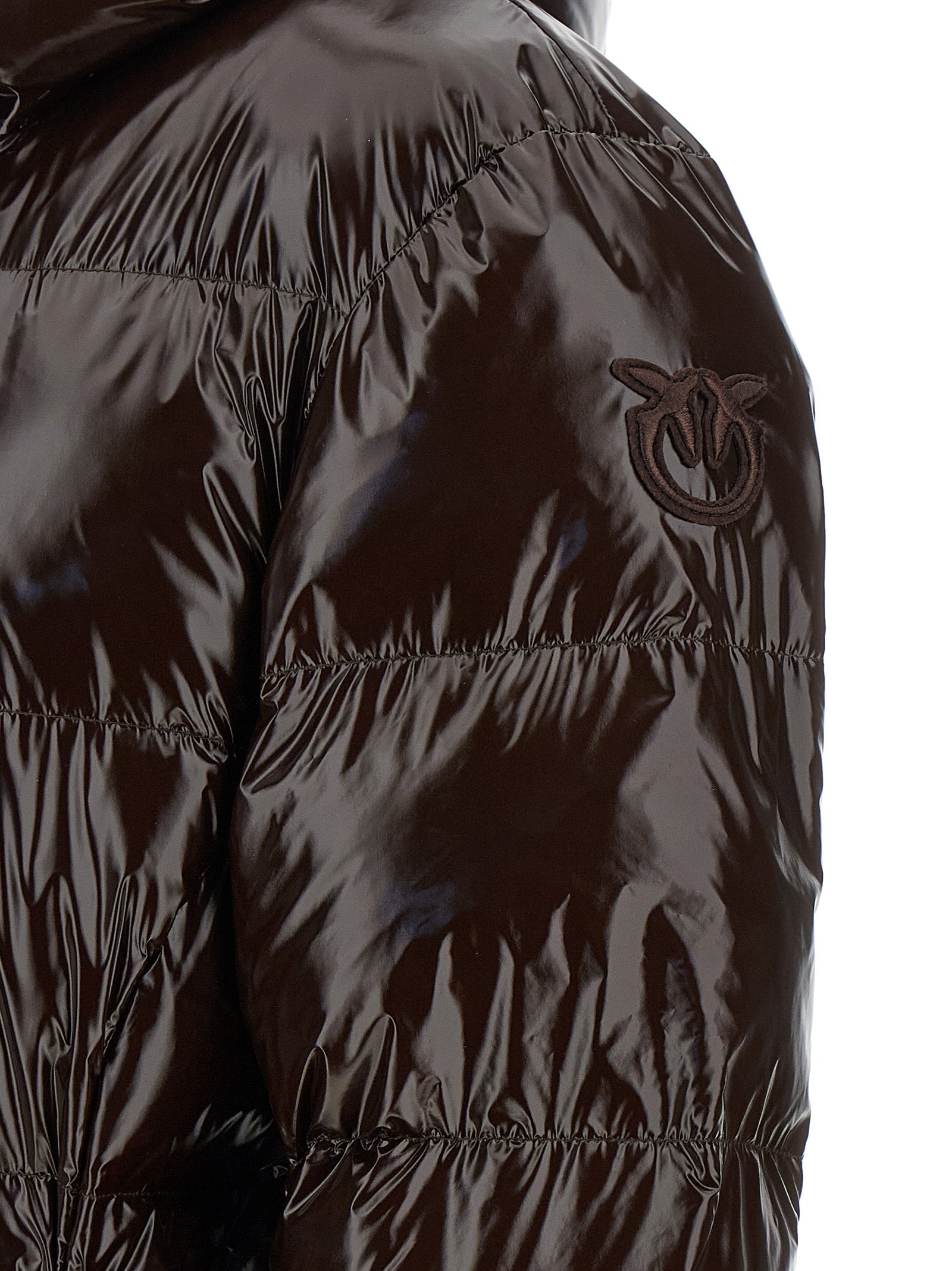PINKO Brown Polyamide Full-Length Jacket - Elevate Winter Elegance