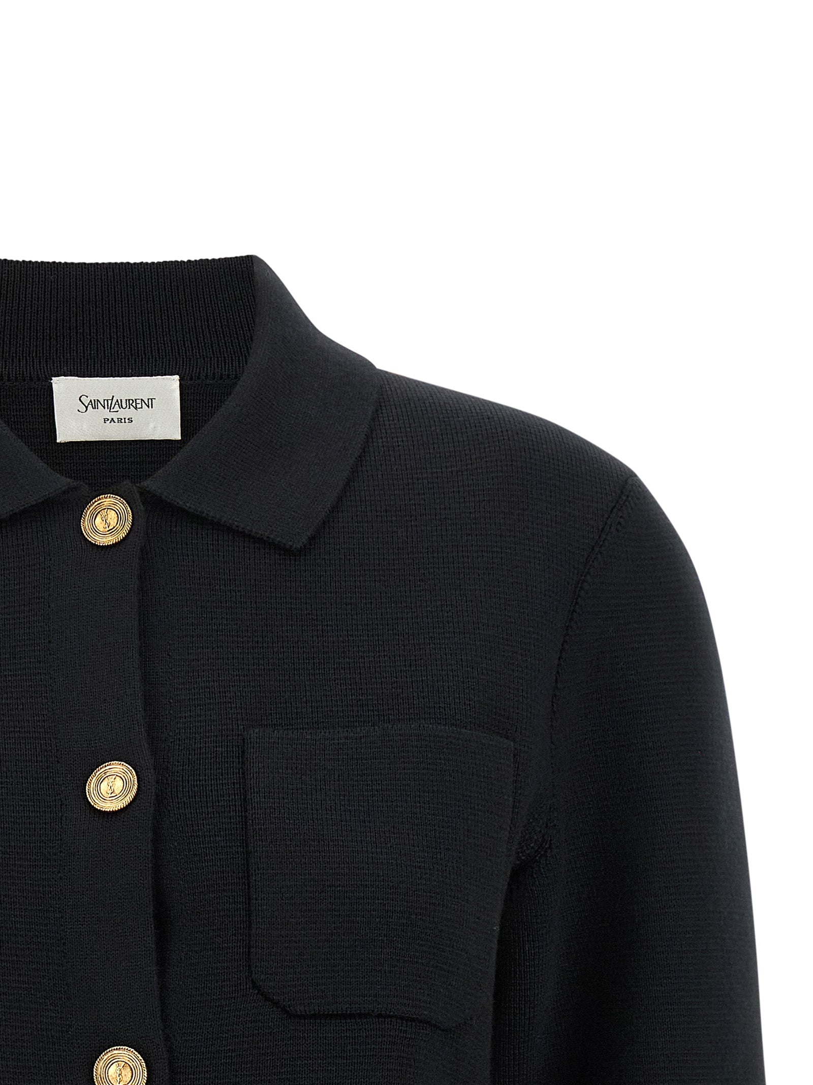 Saint Laurent Black Wool Cardigan - Timeless Elegance Redefined