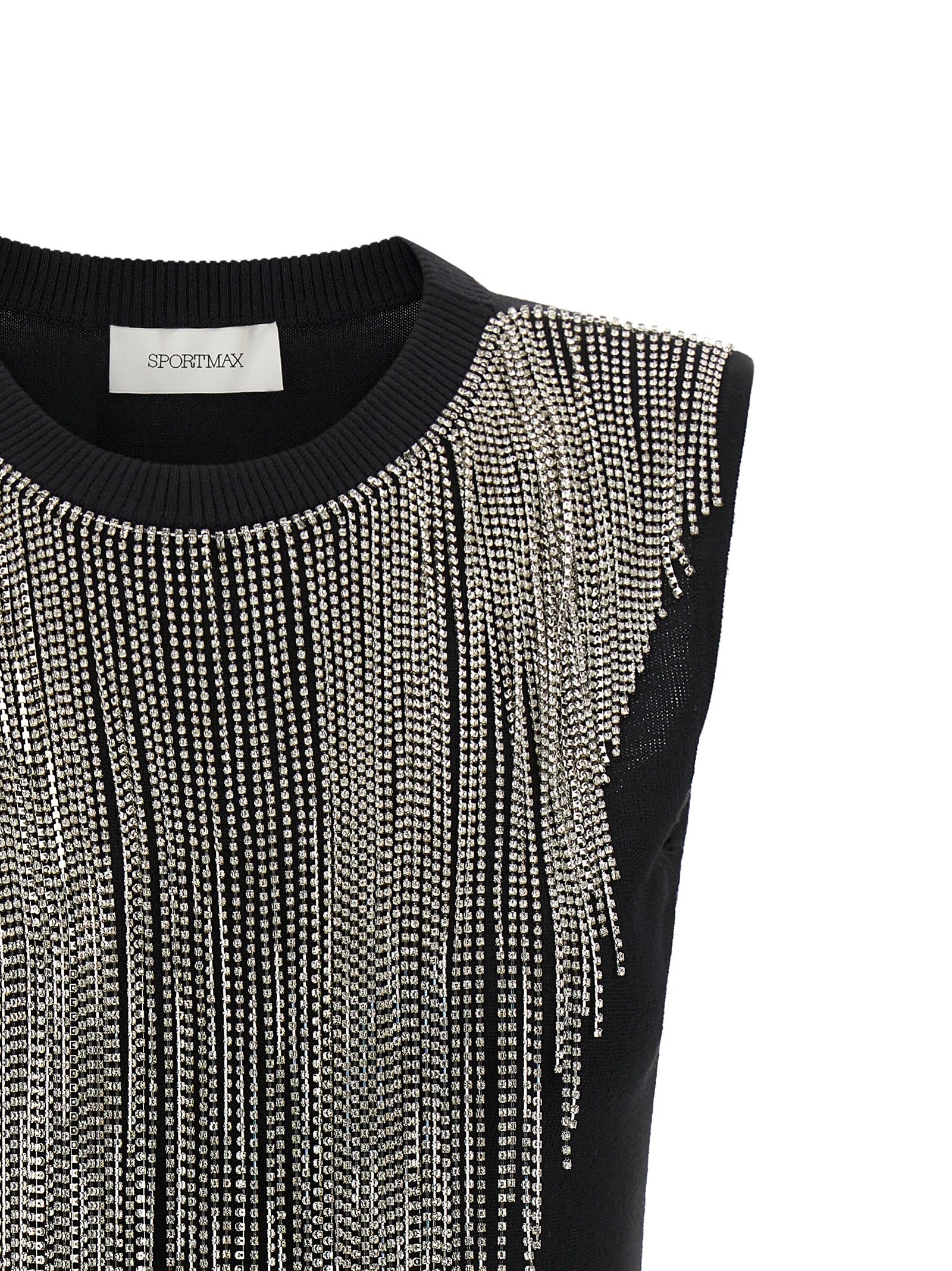 Sportmax SpxCrine Black Virgin Wool Tank Top - Timeless Elegance