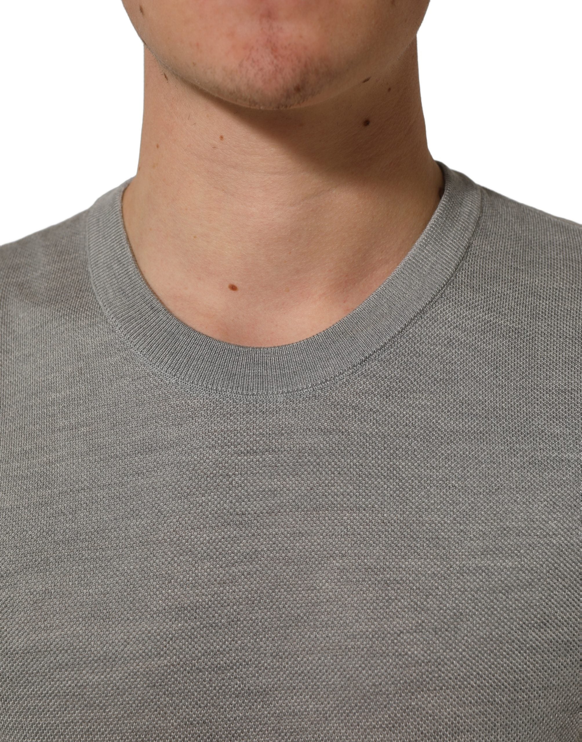 Dolce & Gabbana Gray Silk Crew Neck Short Sleeves T-shirt