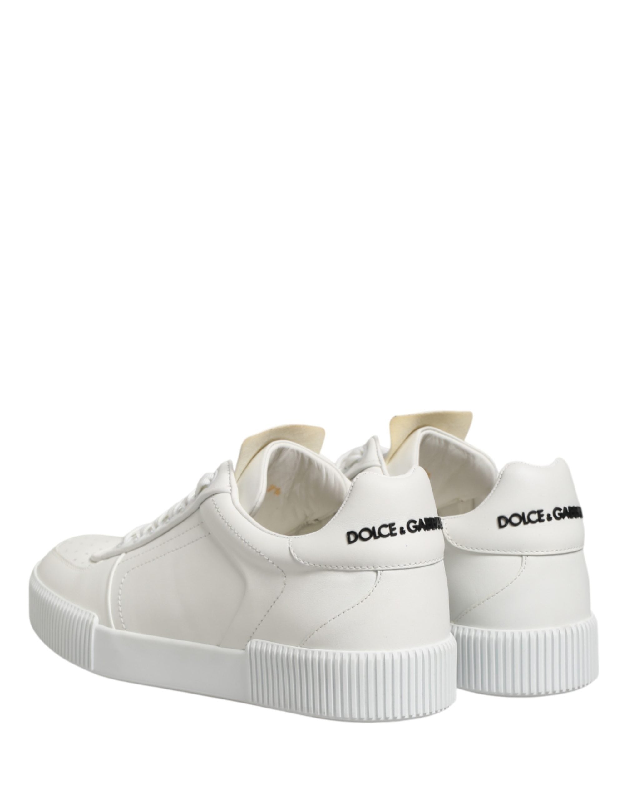 Indulge in the exquisite Dolce & Gabbana White Miami Leather Low Top Sneakers, where luxurious calfskin meets impeccable craftsmanship for a sophisticated lifestyle.