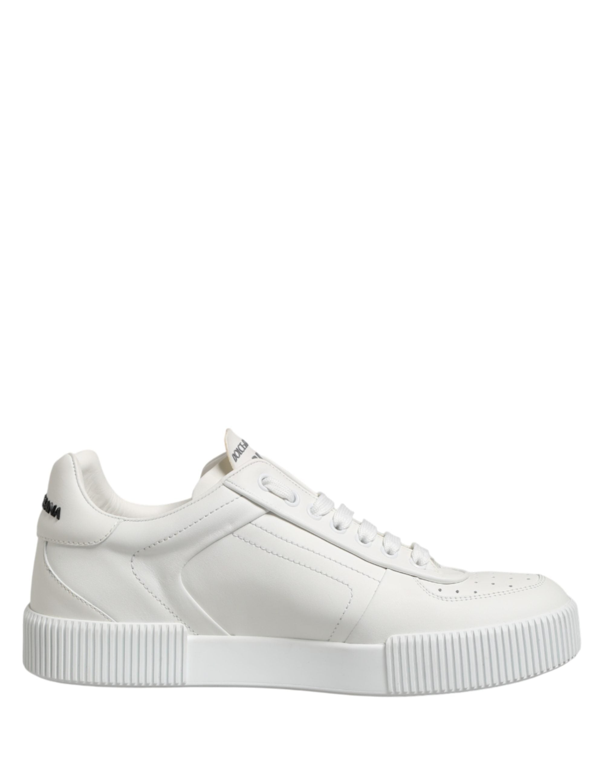 Indulge in the exquisite Dolce & Gabbana White Miami Leather Low Top Sneakers, where luxurious calfskin meets impeccable Italian craftsmanship for a refined lifestyle.