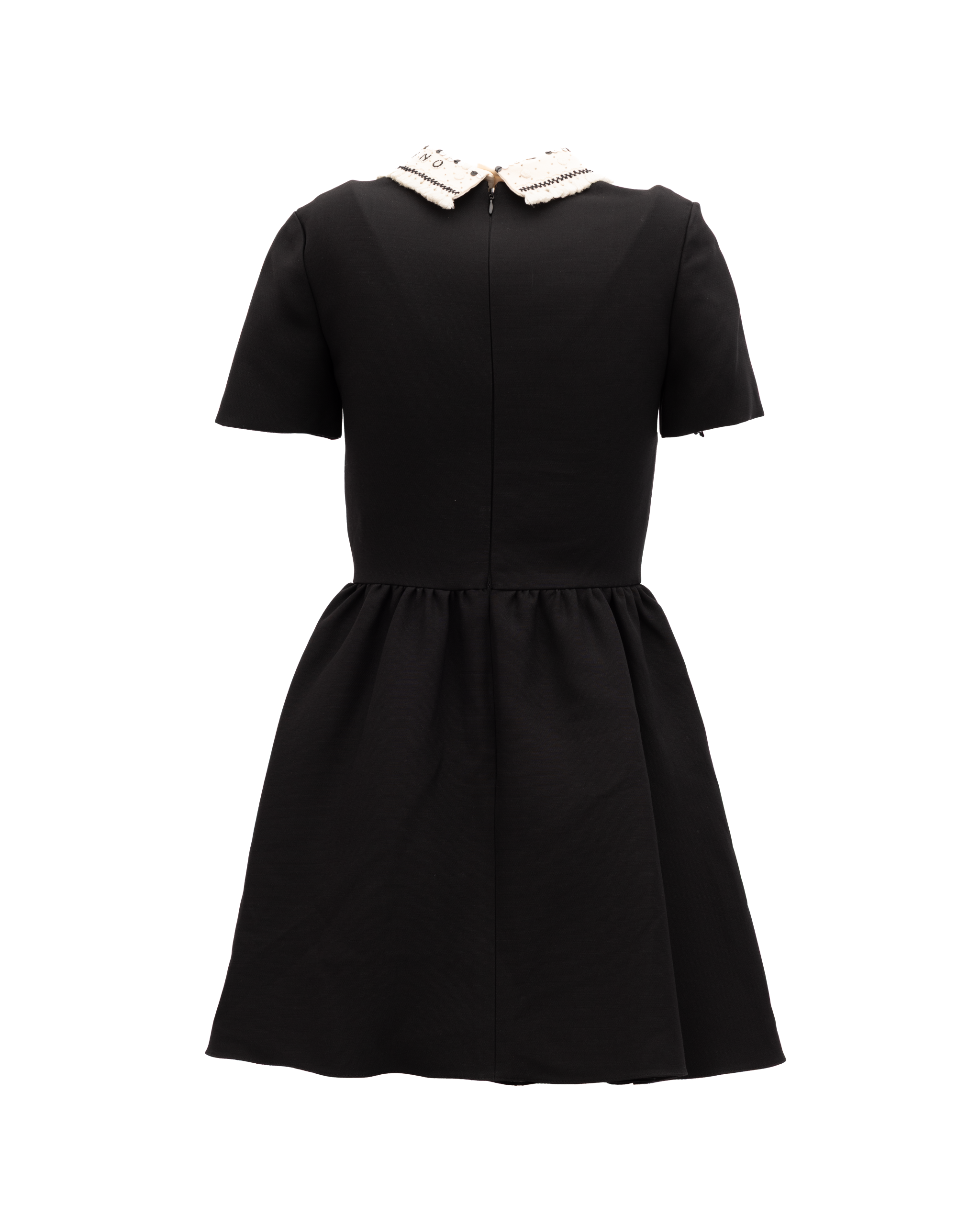 Valentino Garavani Black Mini Dress with Embellished Collar
