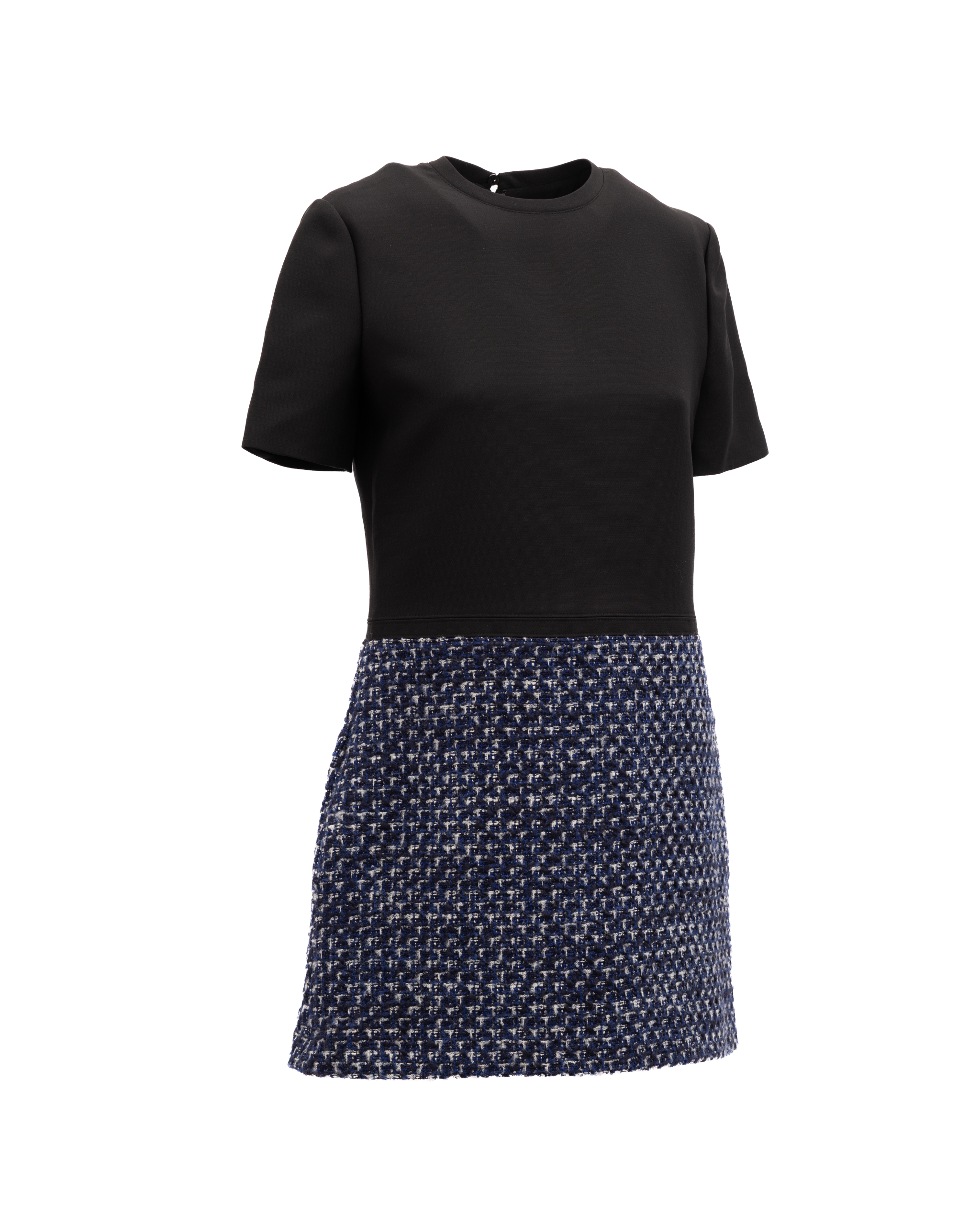 Valentino Garavani Black and Blue Tweed Mini Dress