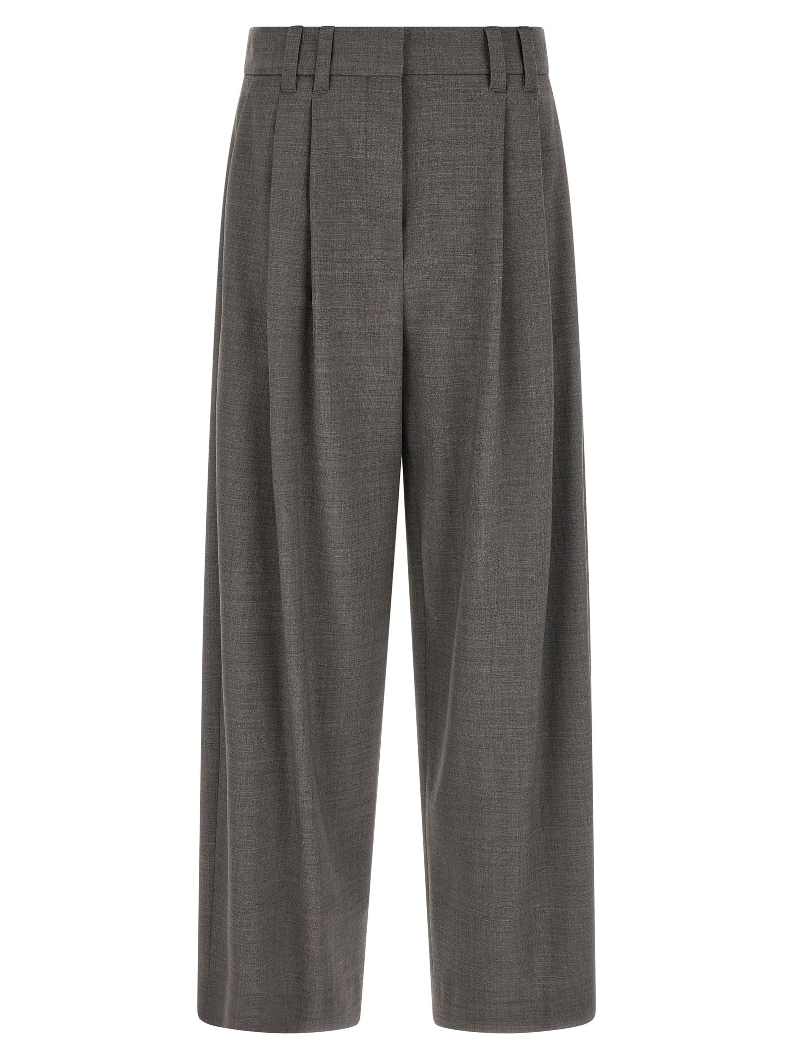 Brunello Cucinelli Gray Virgin Wool Cropped Pants