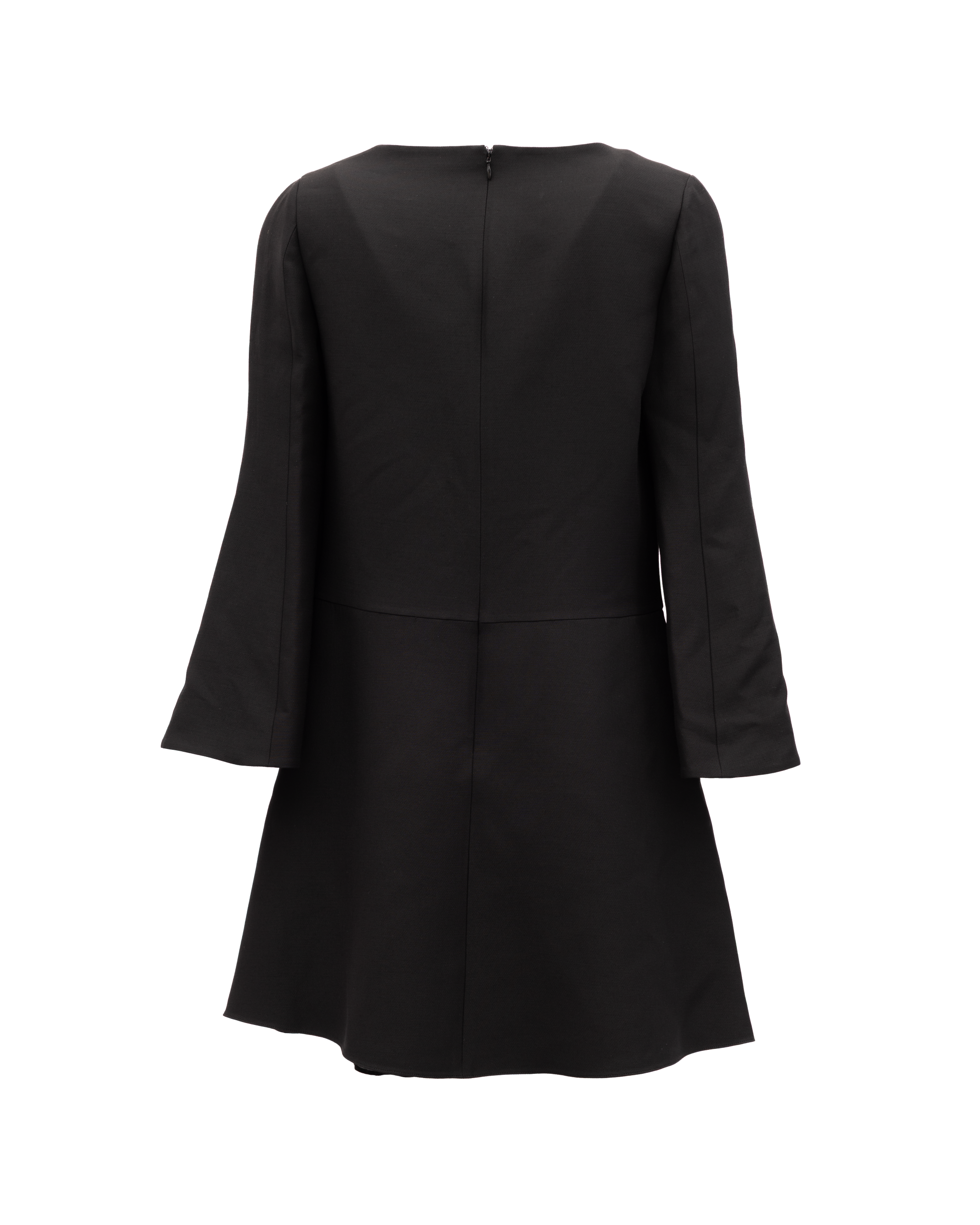 Valentino Garavani Black V-Neck Dress with Flared Sleeves