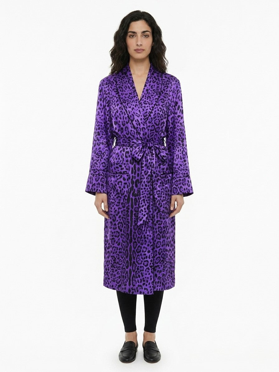 Dolce & Gabbana Purple Silk Coat - Exquisite Luxury Fashion