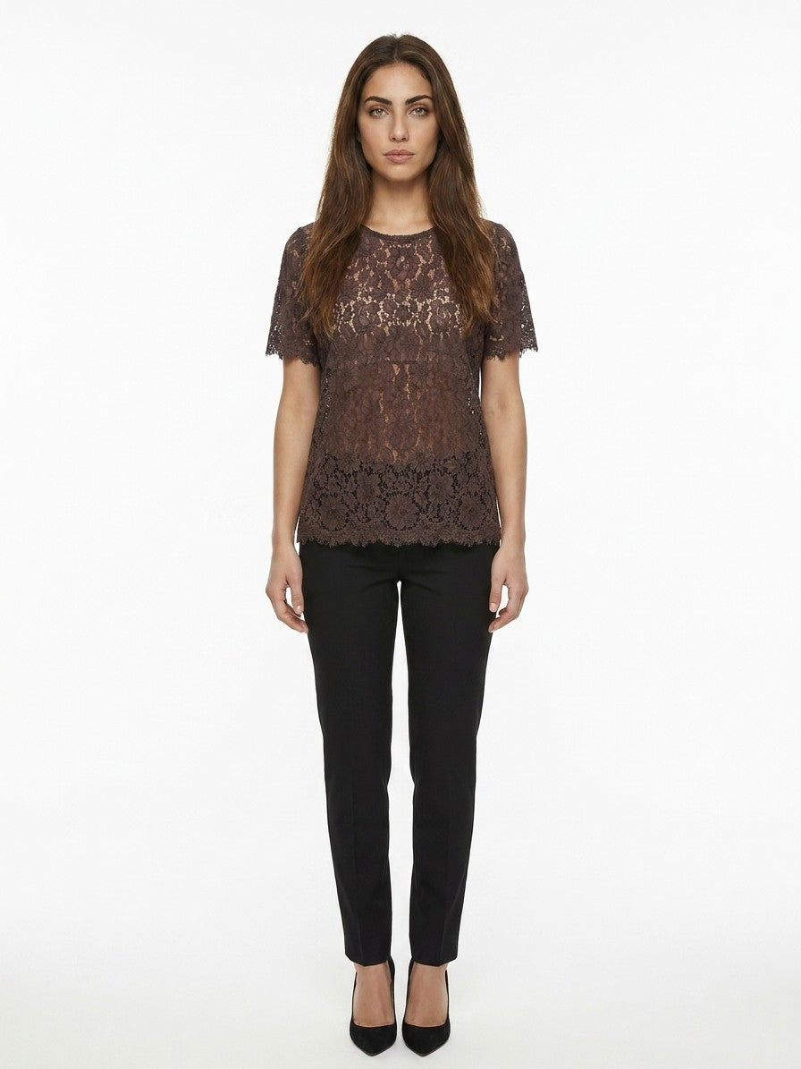 Dolce & Gabbana Brown Silk Blend T-Shirt - Timeless Elegance