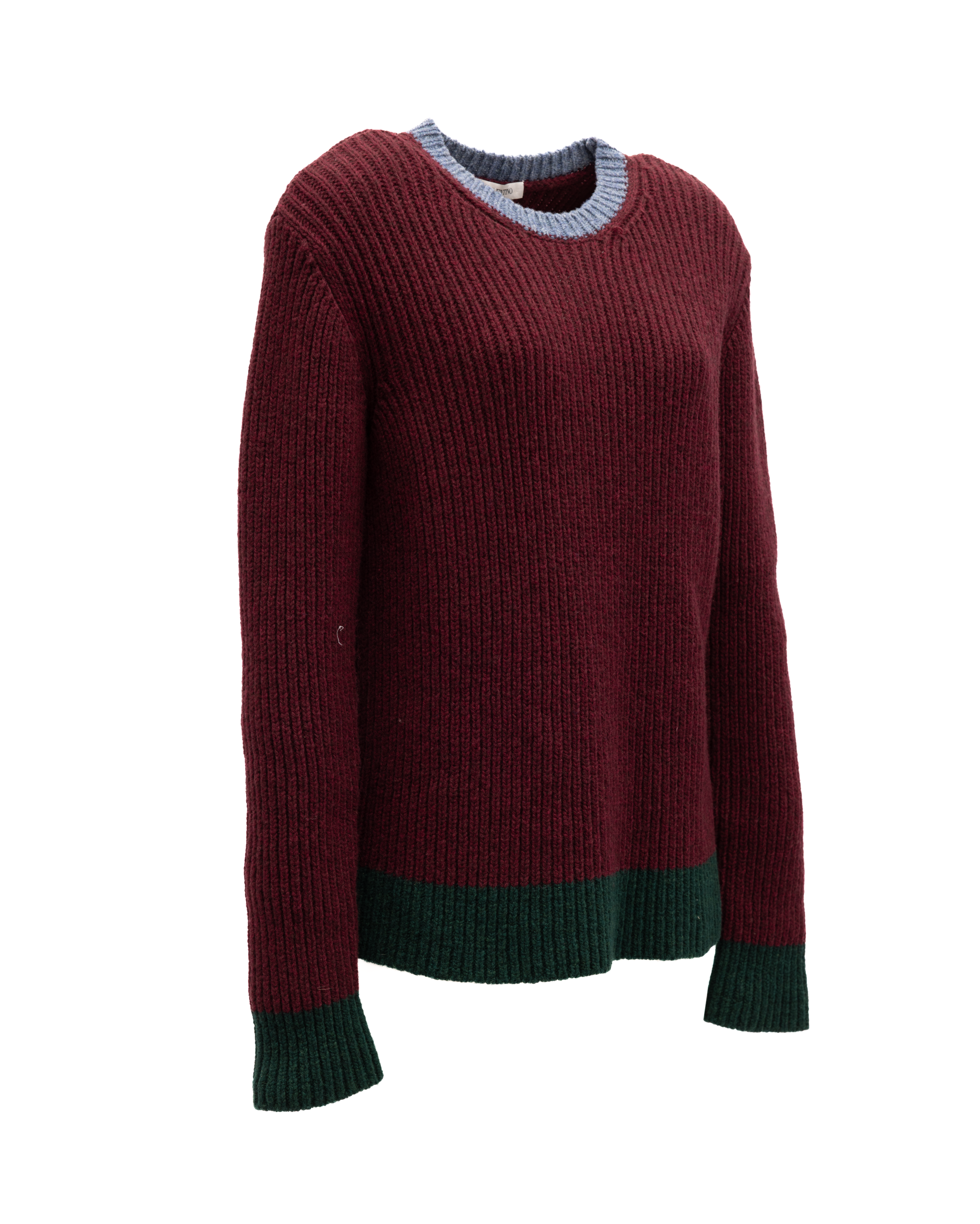 Valentino Garavani Burgundy Ribbed Knit Sweater