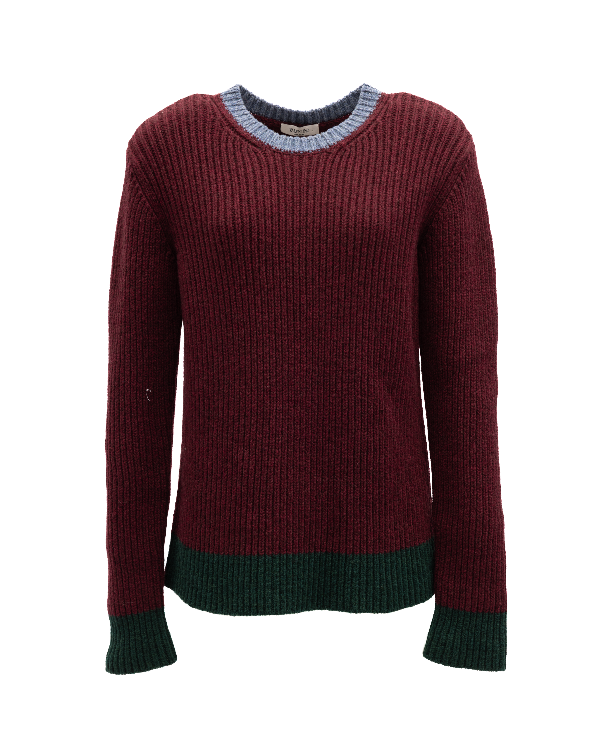 Valentino Garavani Burgundy Ribbed Knit Sweater