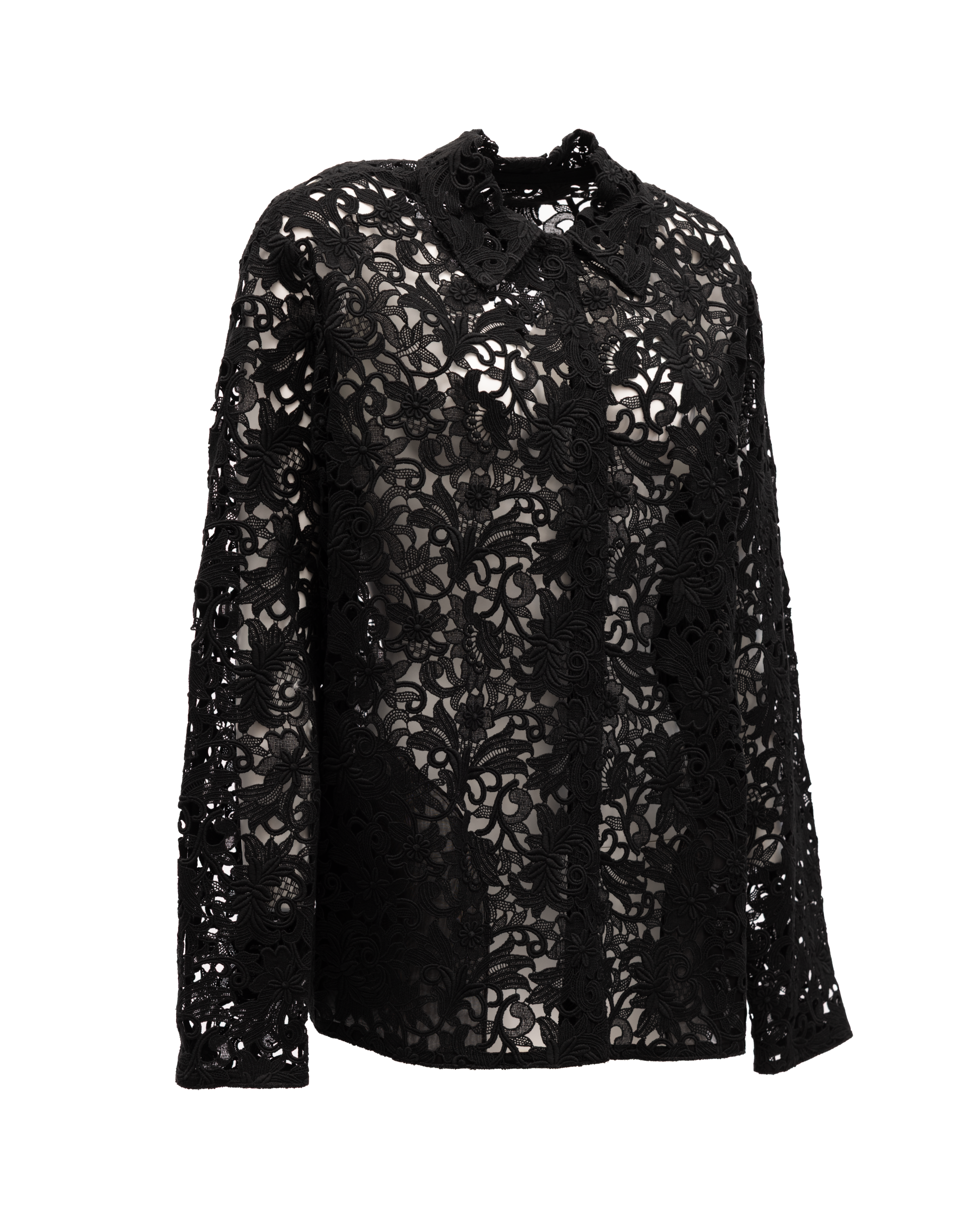 Valentino Garavani Black Floral Lace Shirt