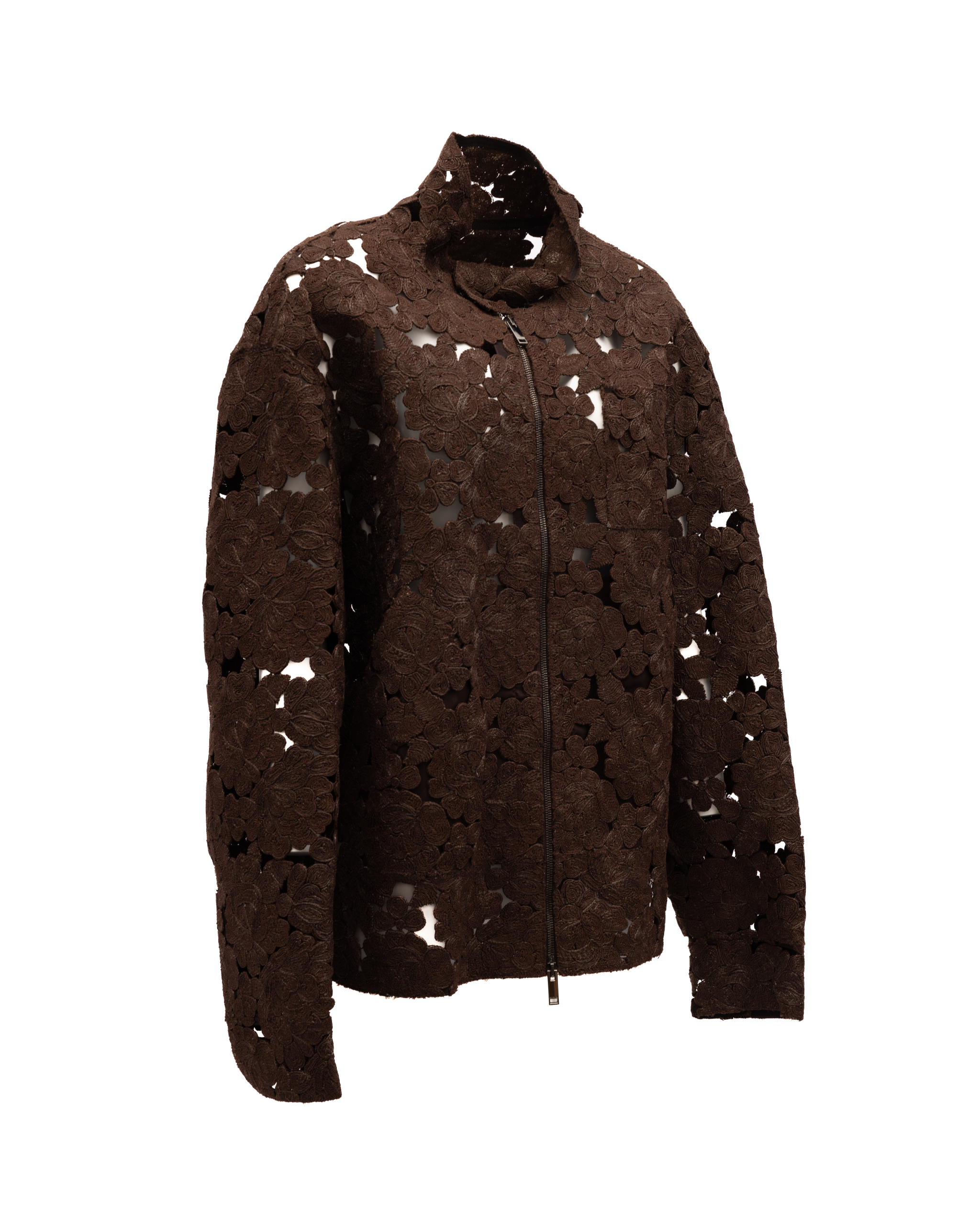 Valentino Garavani Brown Floral Lace Jacket