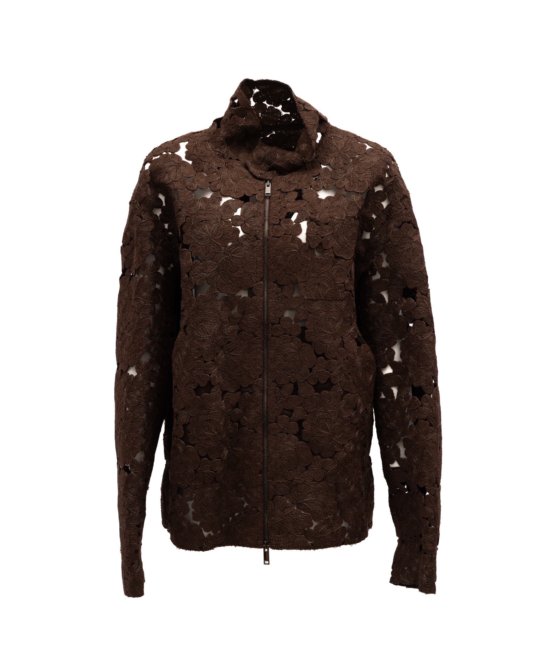 Valentino Garavani Brown Floral Lace Jacket
