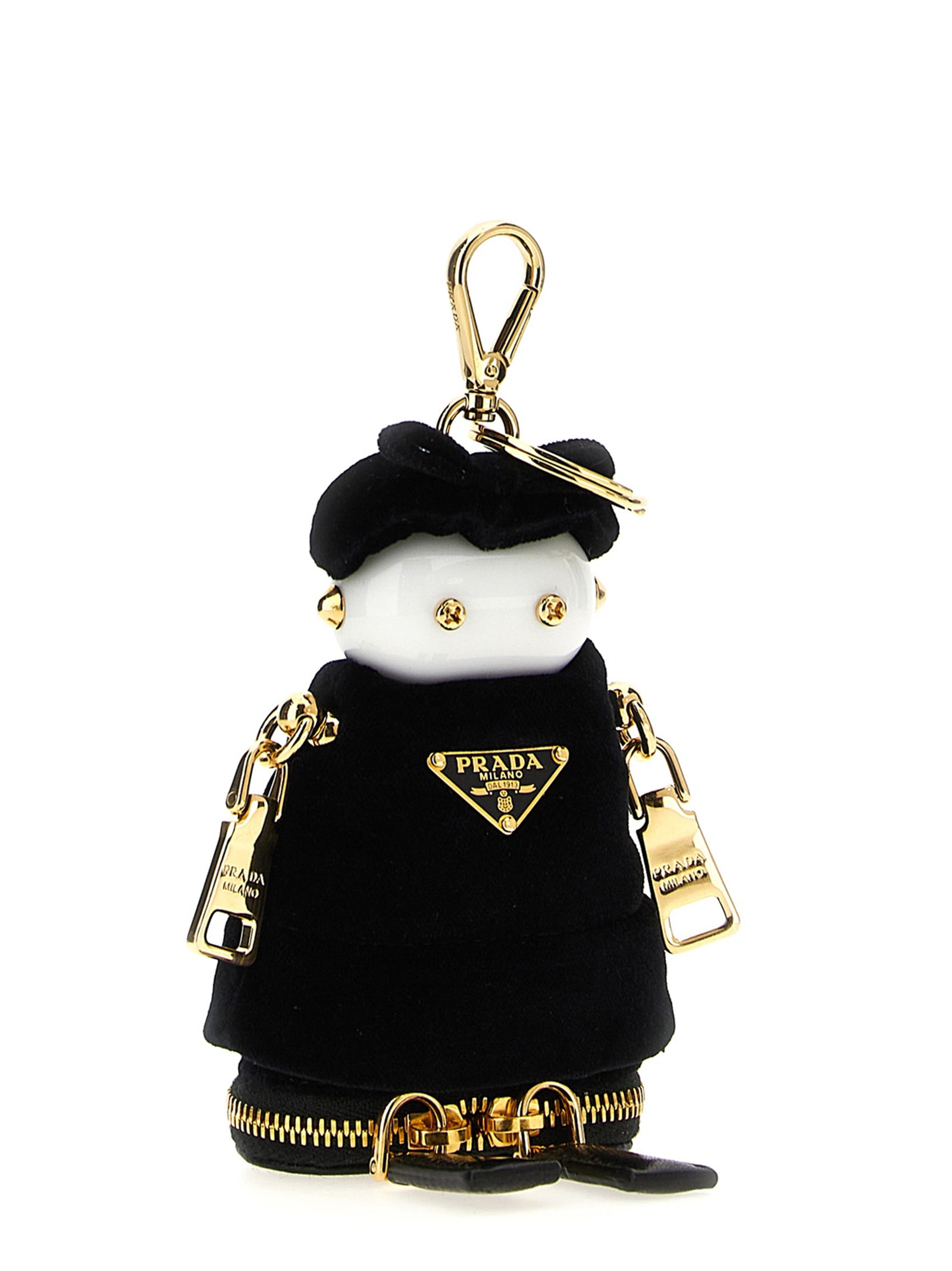 Prada Black Stainless Steel Keychain