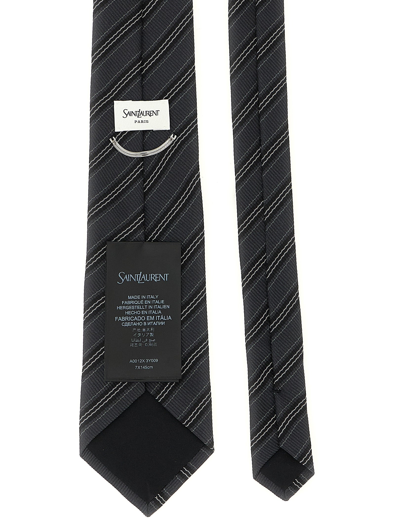 Saint Laurent Gray Silk Tie