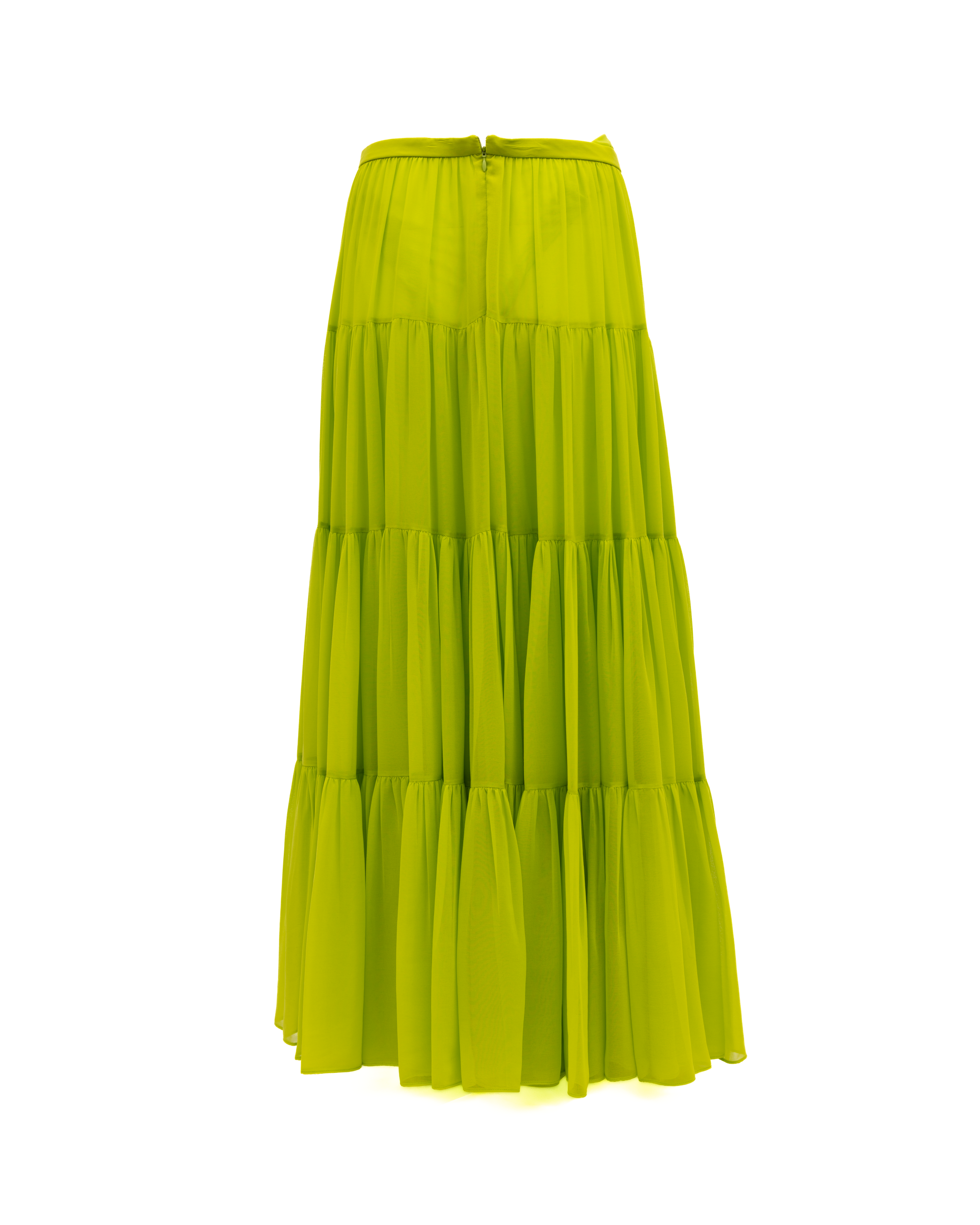 Valentino Garavani Lime Green Flowing Maxi Skirt