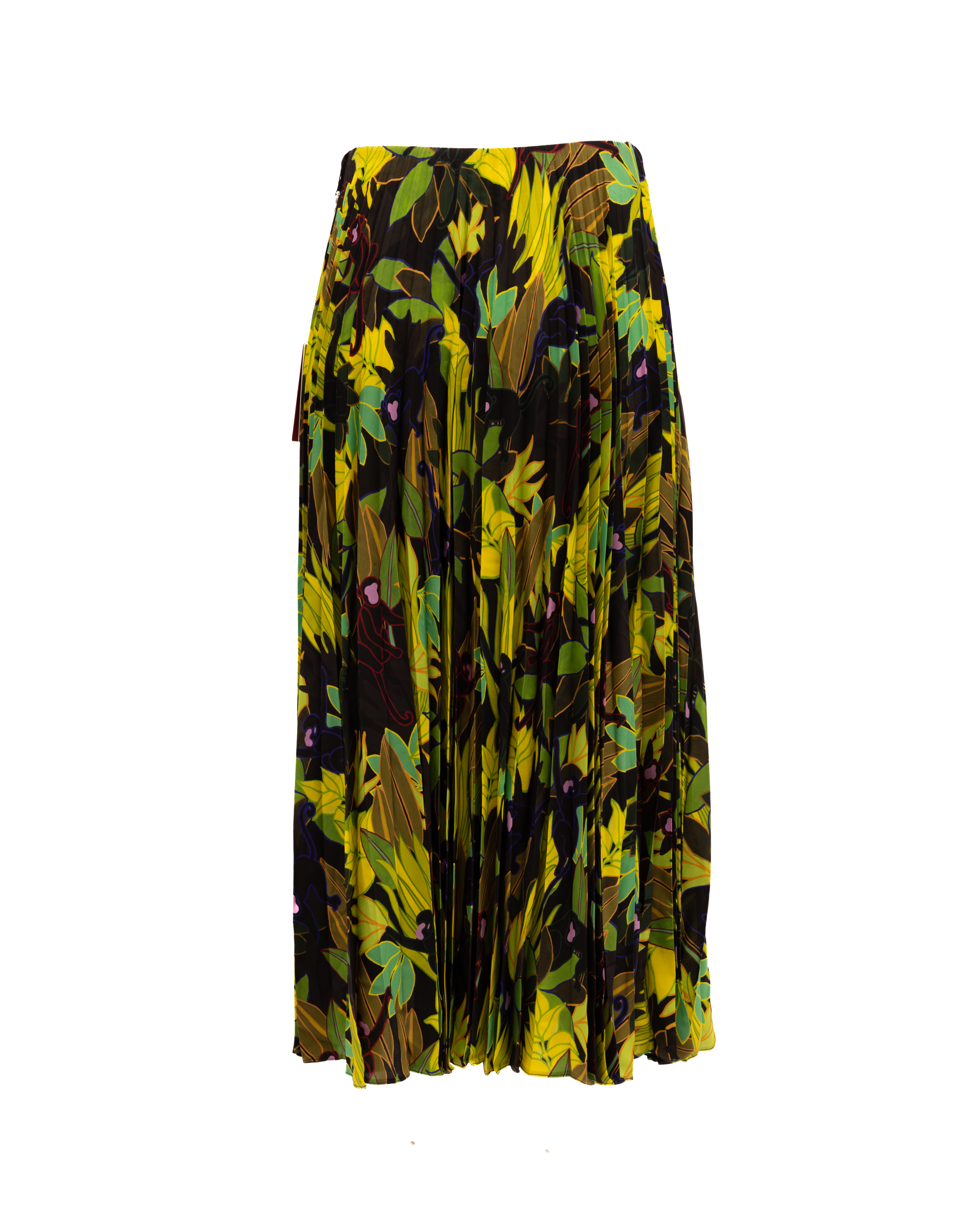 Valentino Garavani Green Print Pleated Skirt