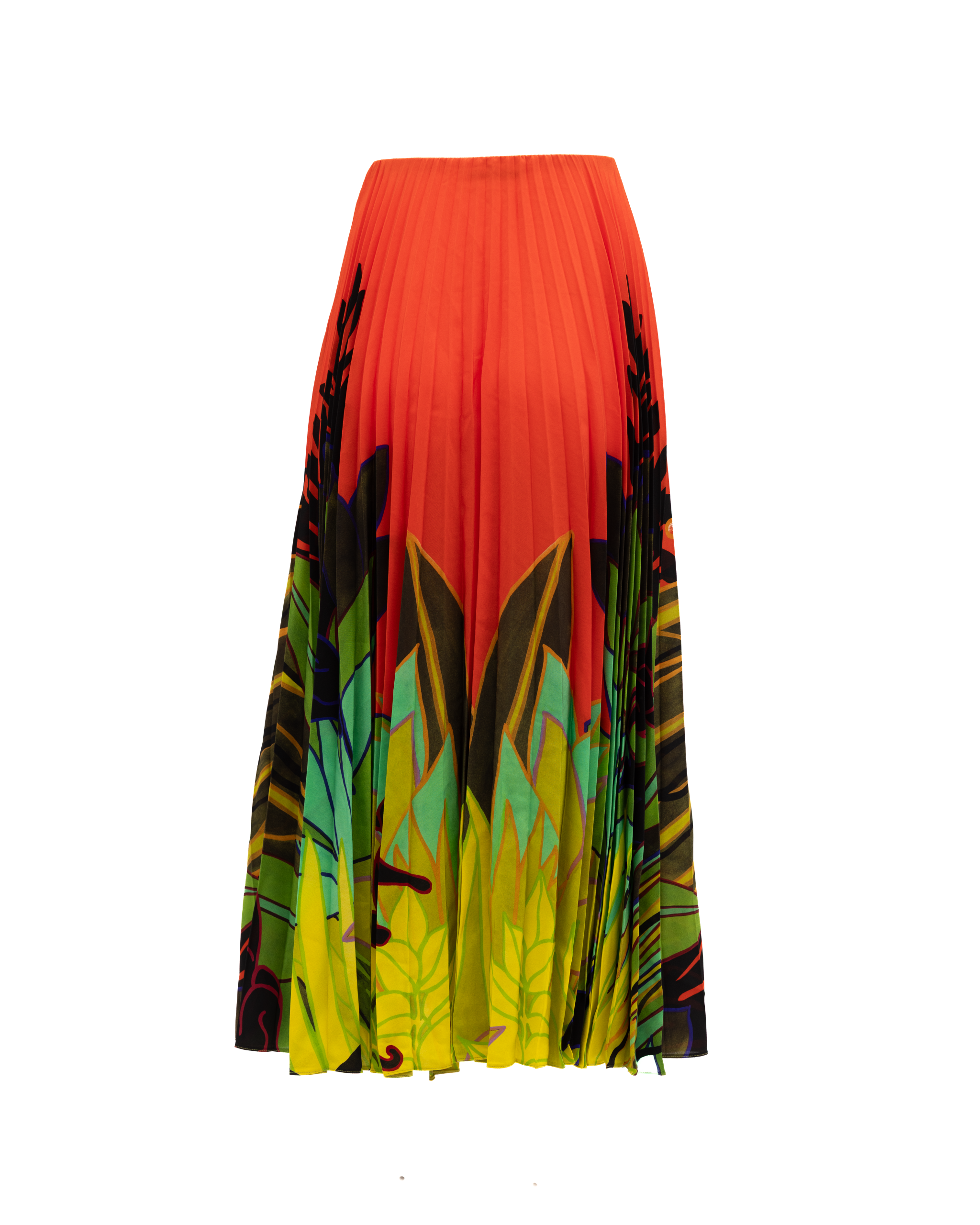 Valentino Garavani Orange Pleated Floral Skirt - Exquisite Elegance