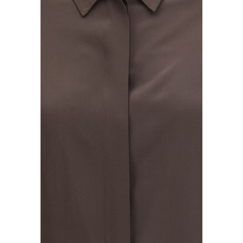 Lardini Brown Silk Dress Shirt