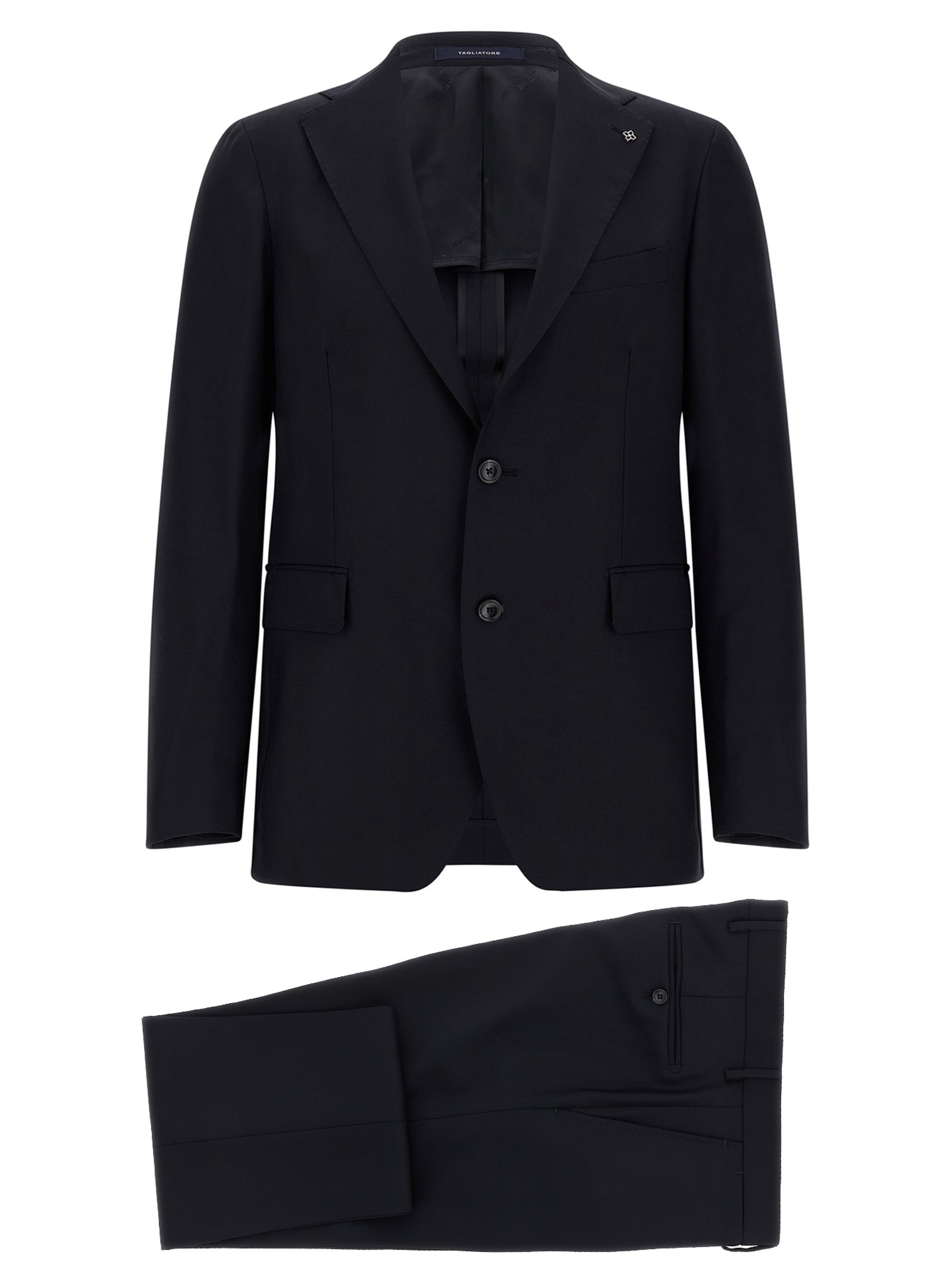 Indulge in the exquisite TAGLIATORE Blue Virgin Wool Two-Piece Suit, a masterpiece of Italian craftsmanship that elevates your formal attire with unparalleled elegance and sophistication.