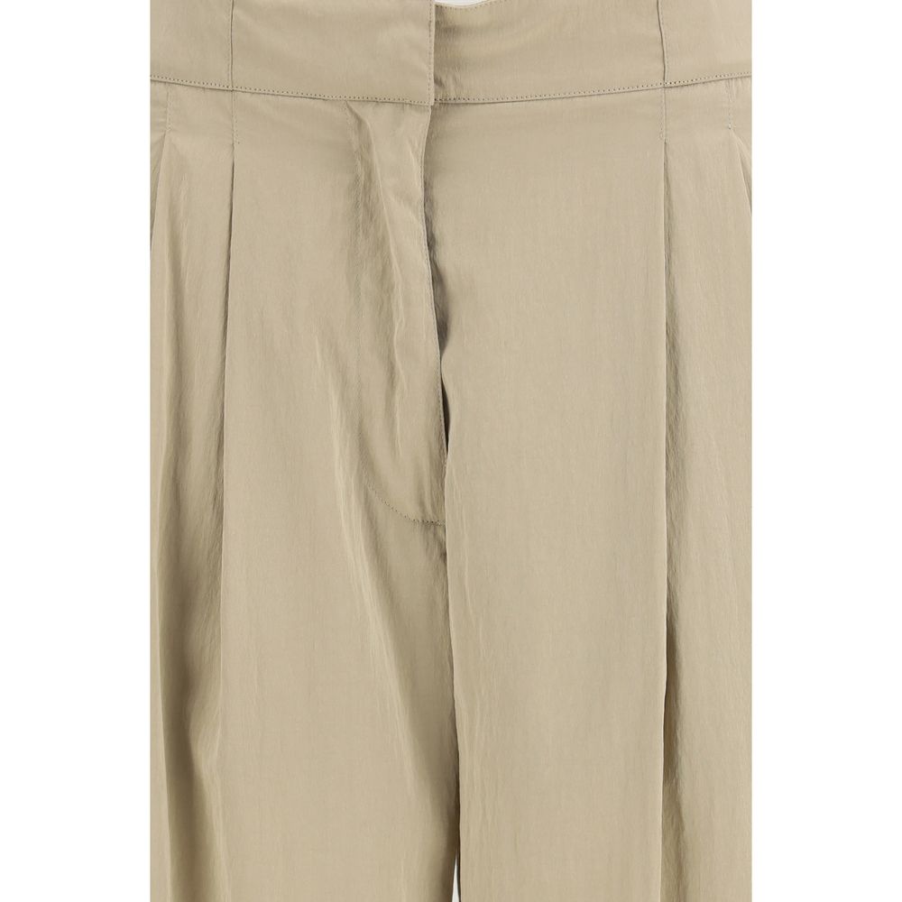 The Row Beige Silk Casual Pants - Exquisite Elegance Redefined